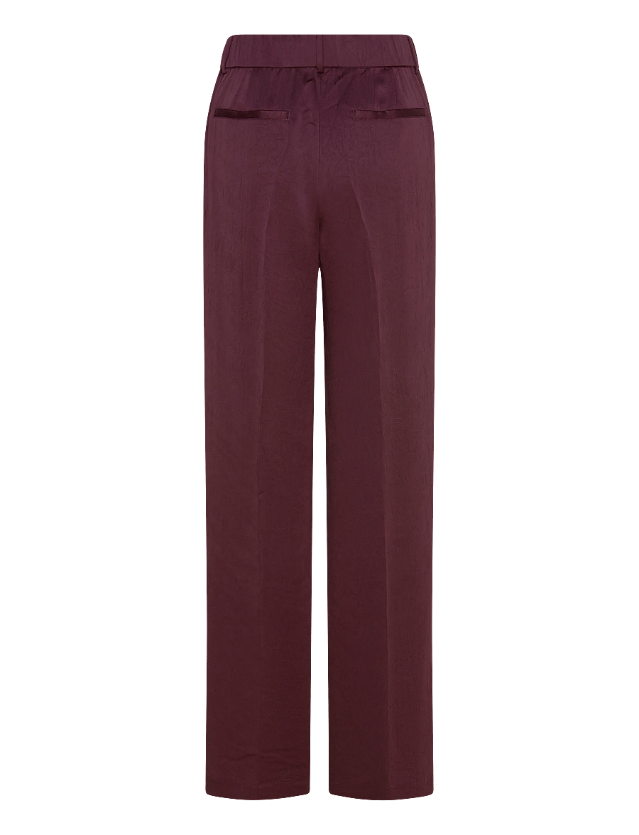 Dante6 - Dante6-Jules creased satin pants - tailored trousers - mulberry red - 2