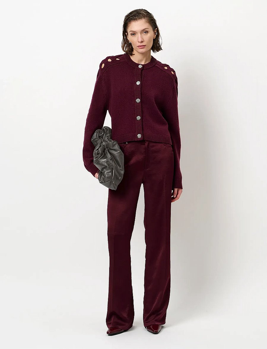 Dante6 - Dante6-Jules creased satin pants - tailored trousers - mulberry red - 0