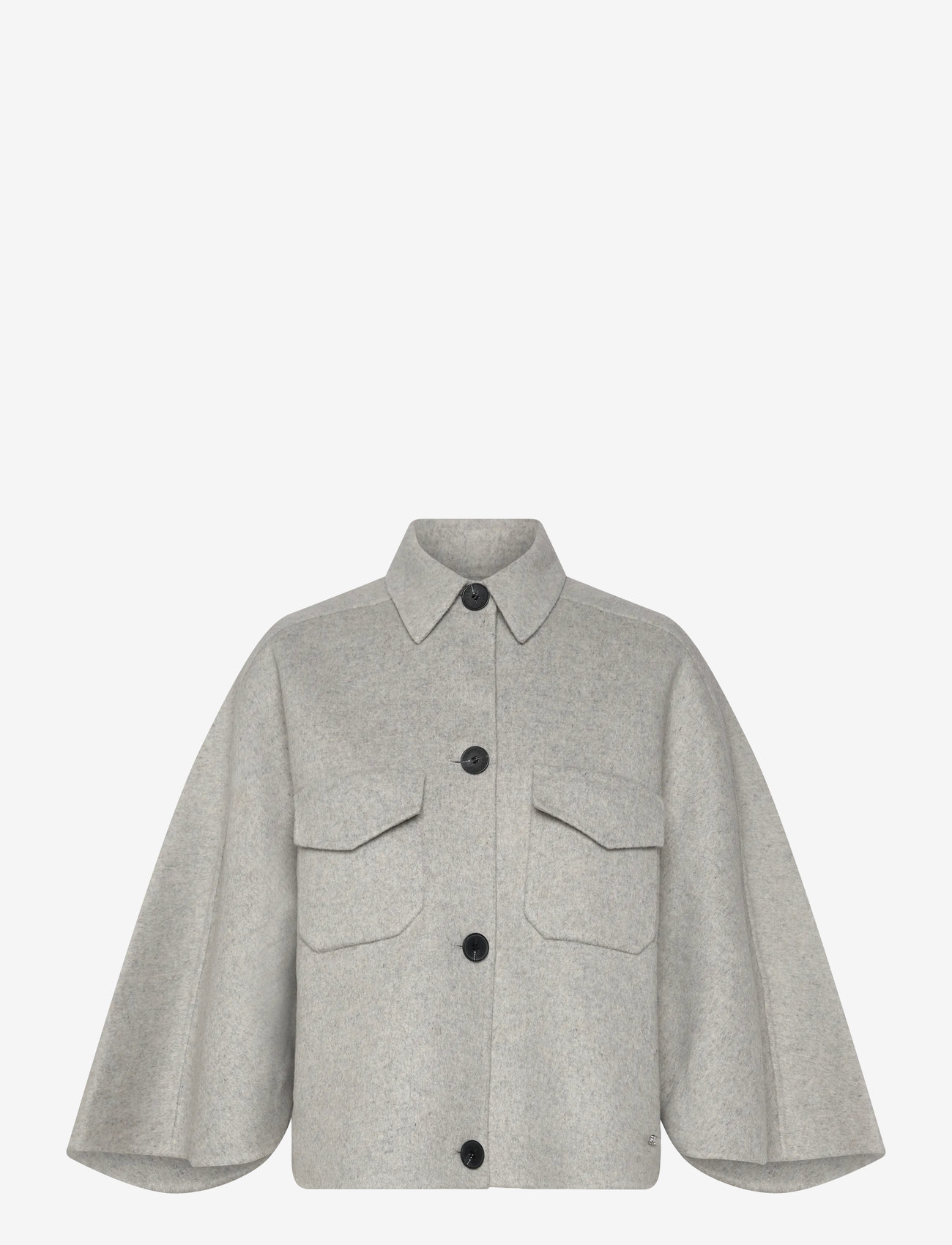 Dante6 - Dante6-Blinx double face wool cape jacket - jakker - light heather grey - 1