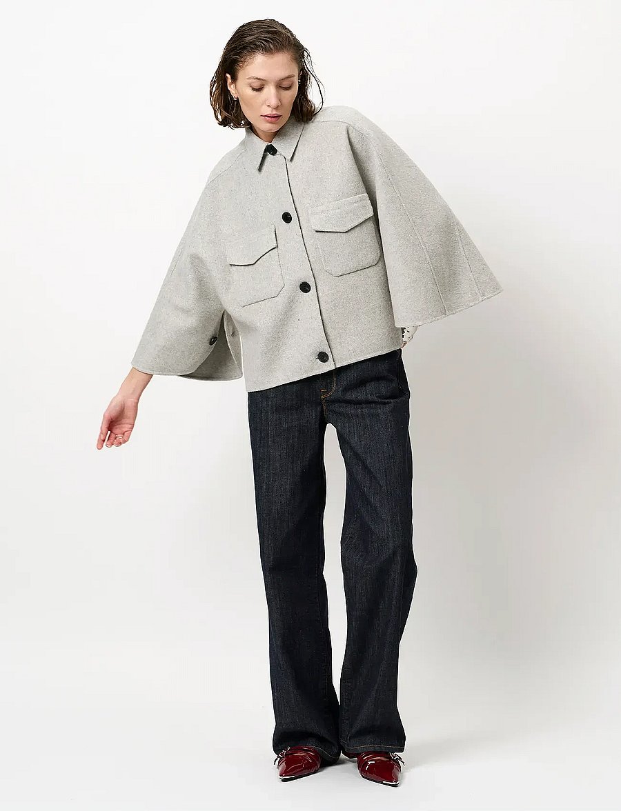 Dante6 - Dante6-Blinx double face wool cape jacket - vestes en laine - light heather grey - 0