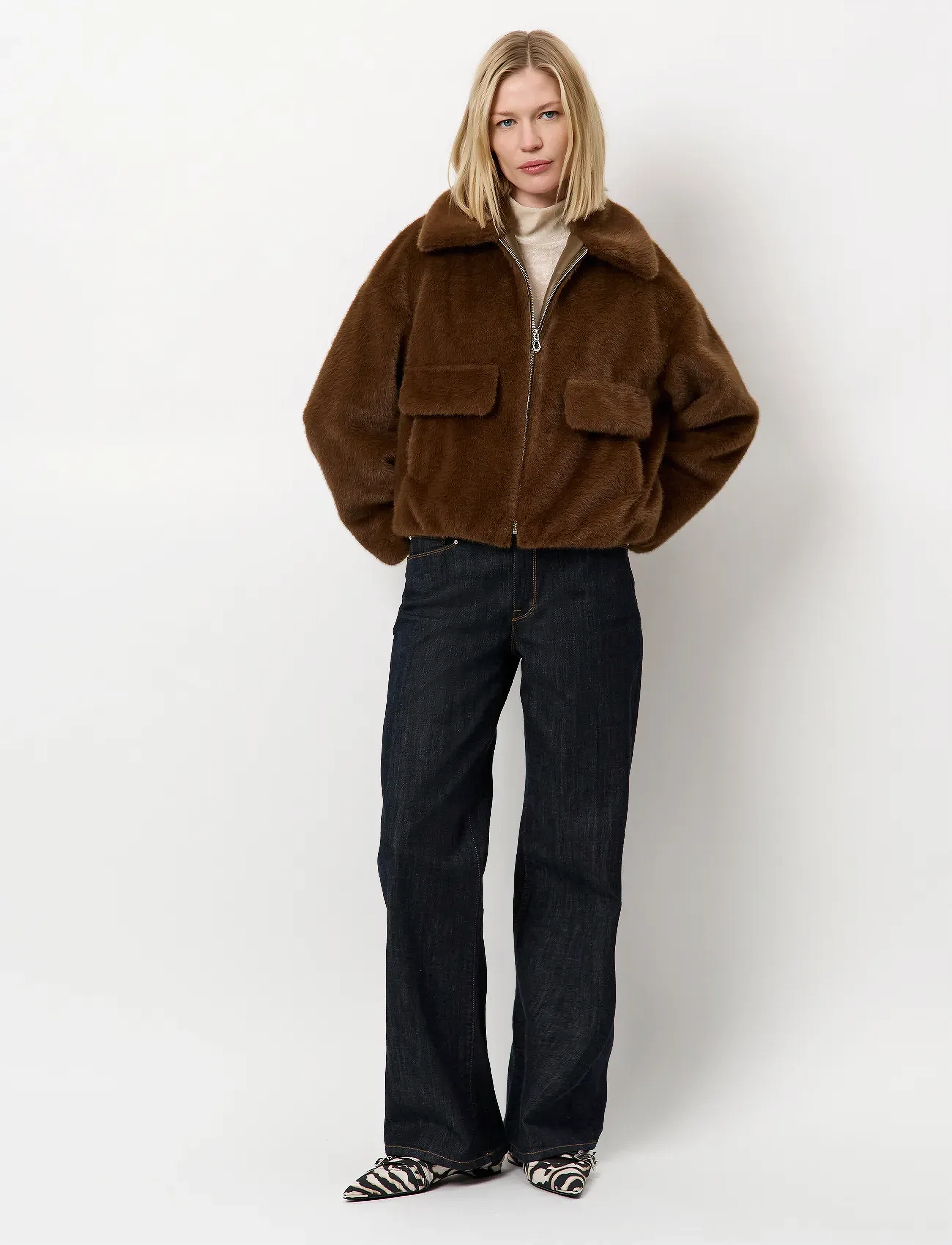 Dante6 -Entity Faux Fur Bomber Jacket, 38, Oberbekleidung, Braun - Fur, Frauen
