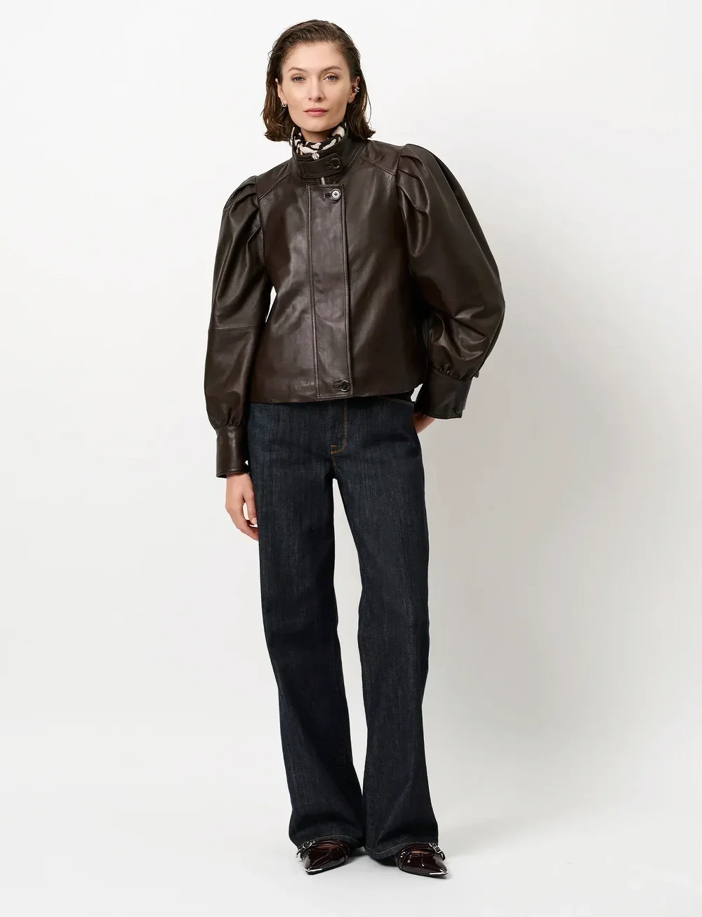 Dante6 - Dante6-Kyrilo cropped leather jacket - læderjakker - espresso brown - 0