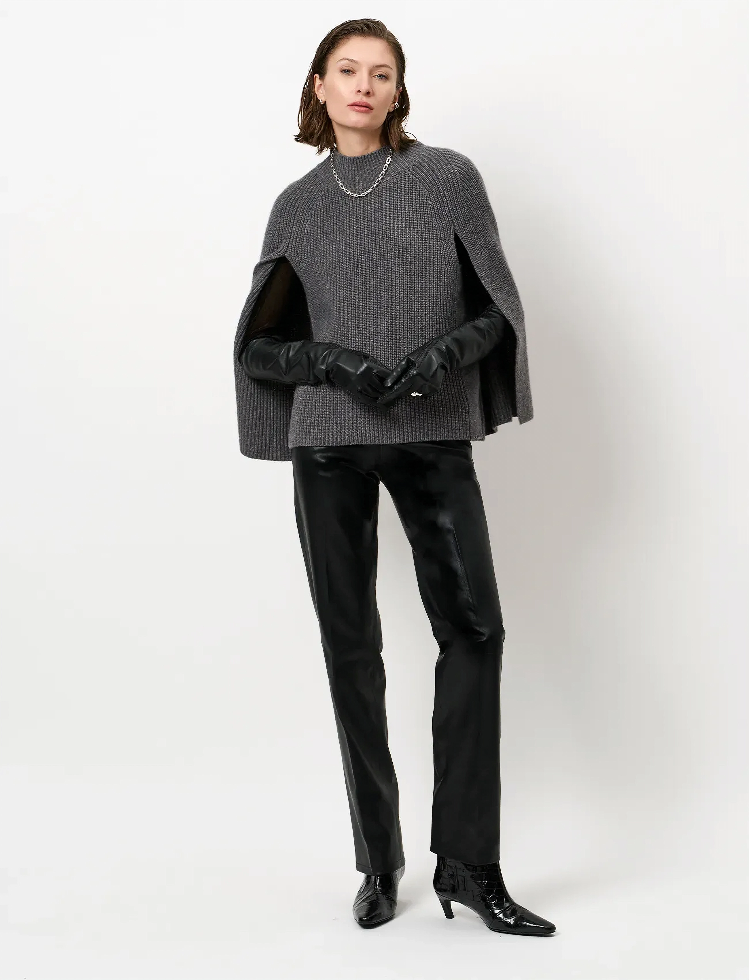 Dante6 -Romi Cape Sweater, XS, Knitwear, Grau - Ponchos, Frauen