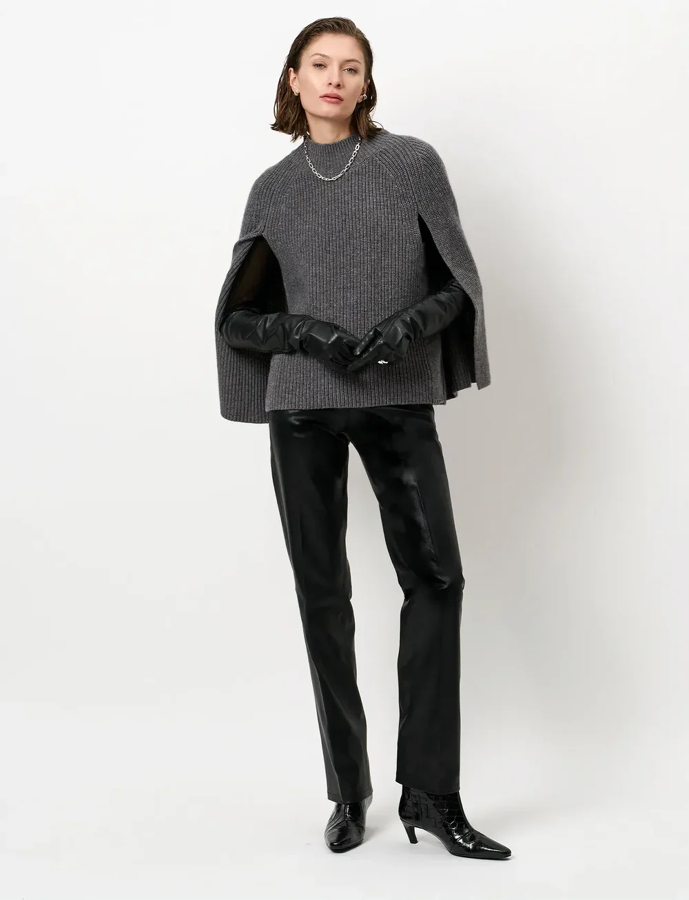 Dante6 - Dante6-Romi cape sweater - ponchos & capes - granite grey mÉlange - 0