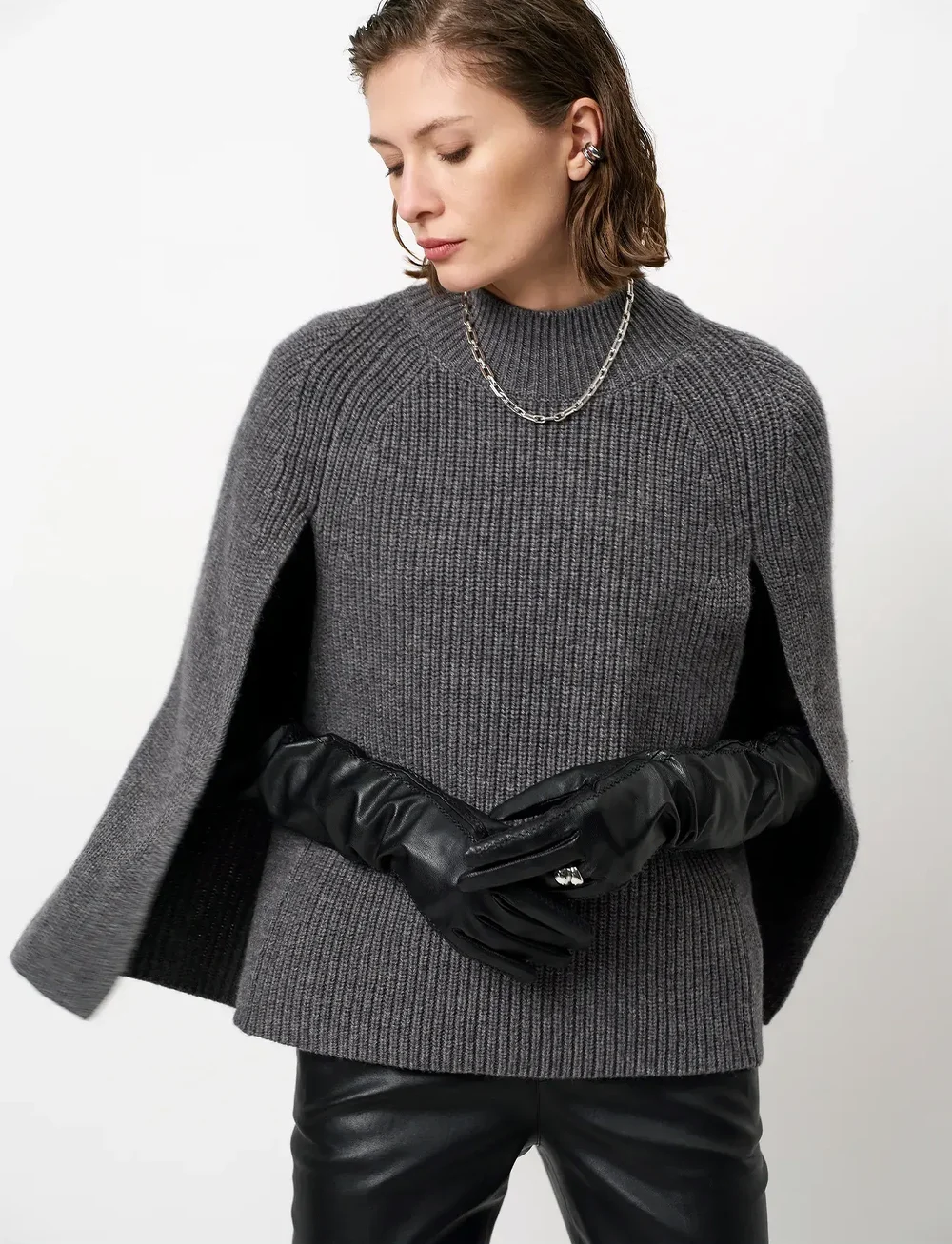 Dante6 - Dante6-Romi cape sweater - ponchos & capes - granite grey mÉlange - 3