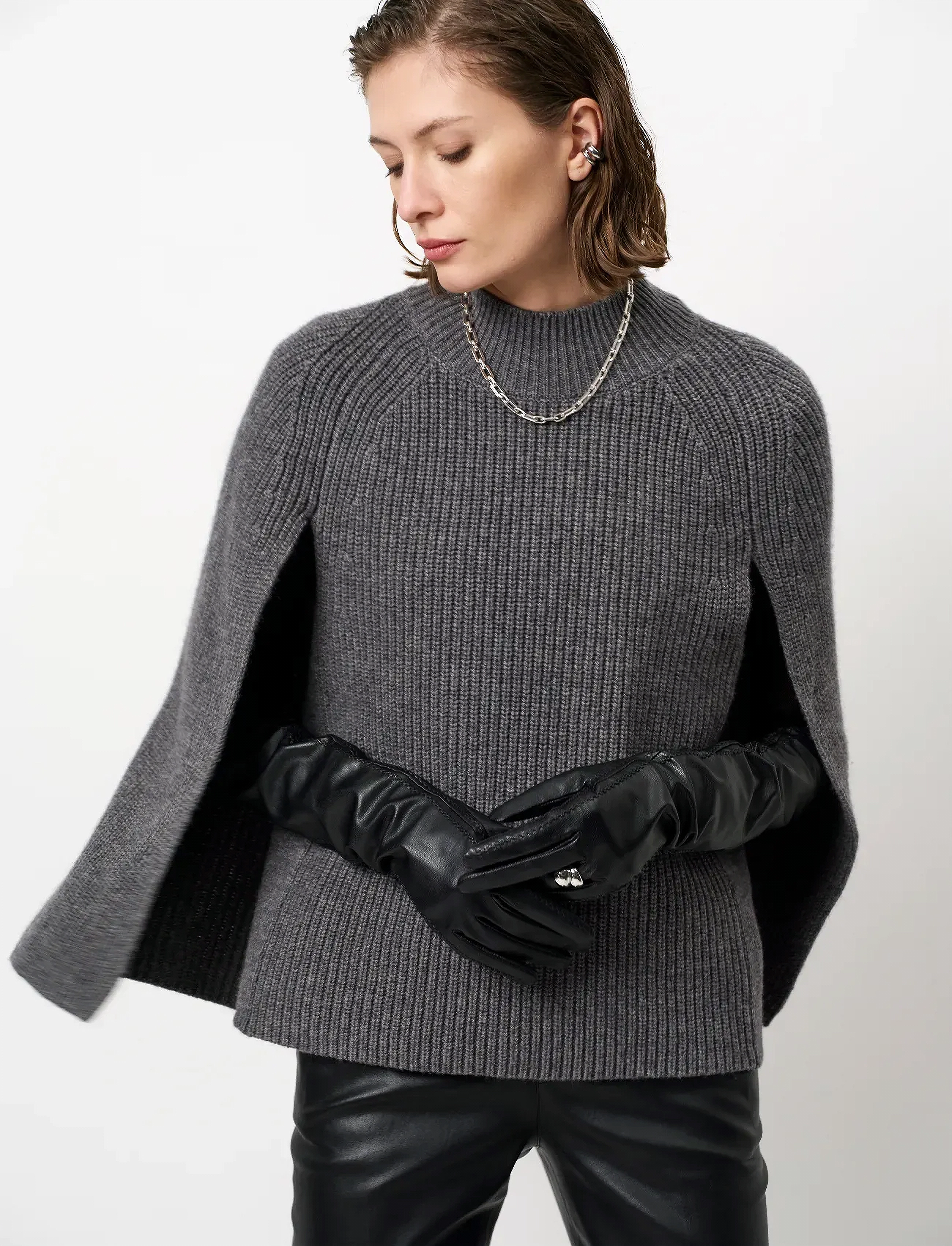 Dante6 - Dante6-Romi cape sweater - ponchoer & kapper - granite grey mÉlange - 3