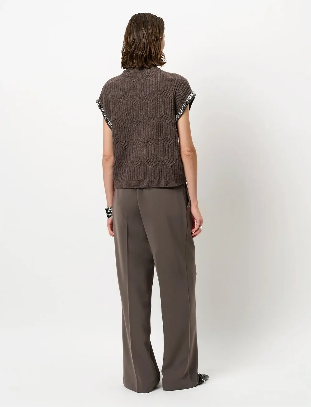 Dante6 - Dante6-Meloe  sleeveless chain sweater - kootud vestid - antique grey - 4