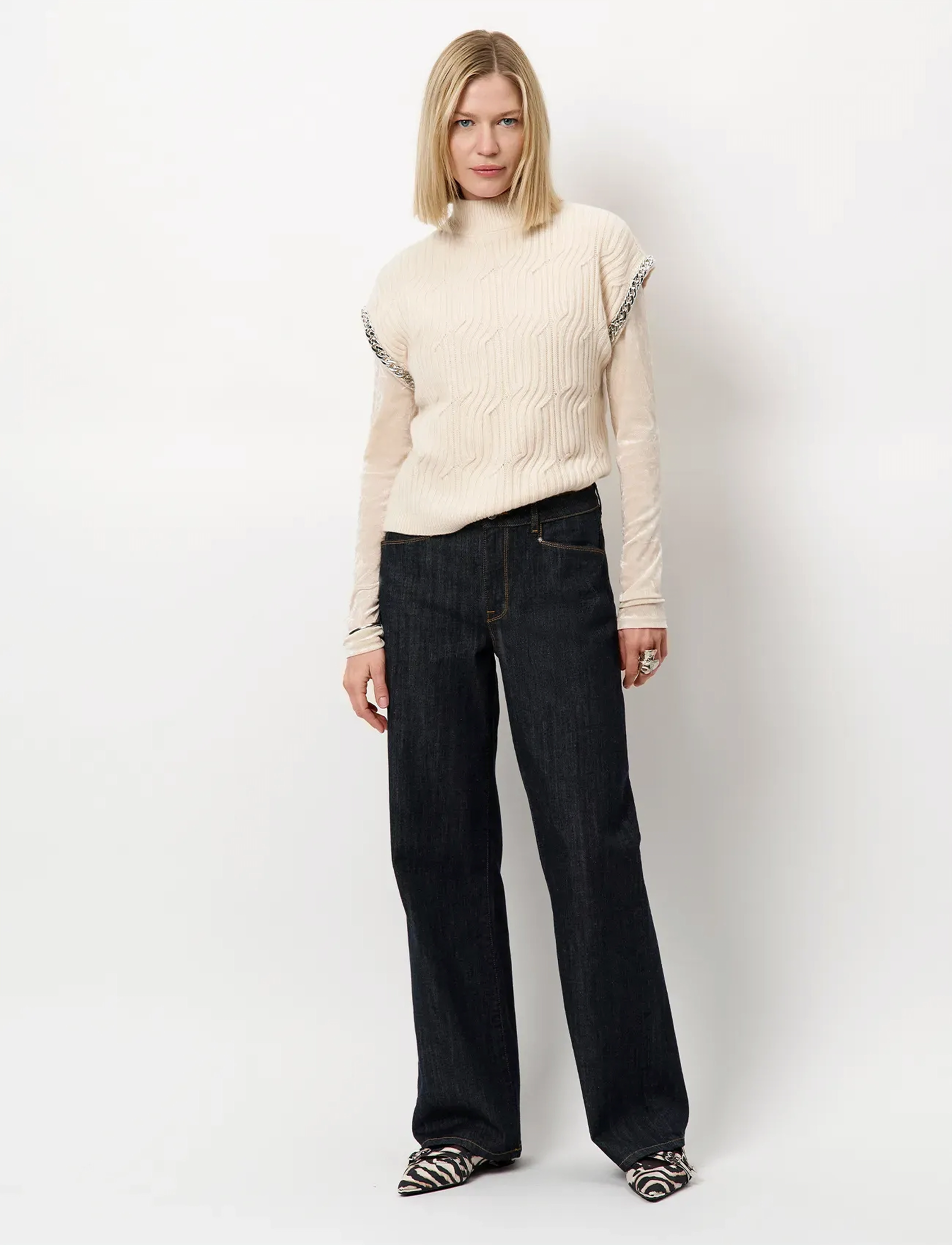 Dante6-Meloe Sleeveless Chain Sweater