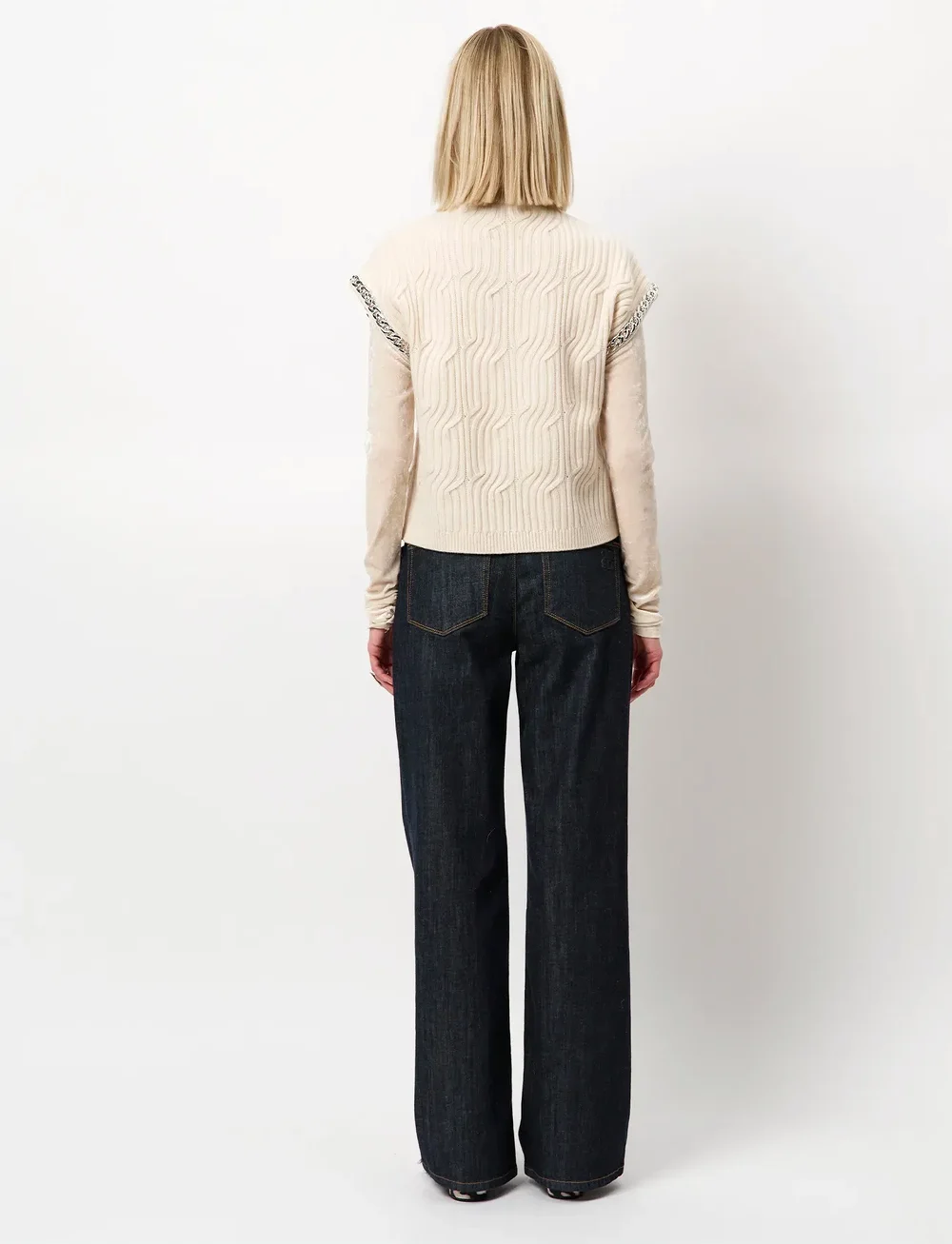 Dante6 - Dante6-Meloe  sleeveless chain sweater - strikveste - oatmeal cream - 4