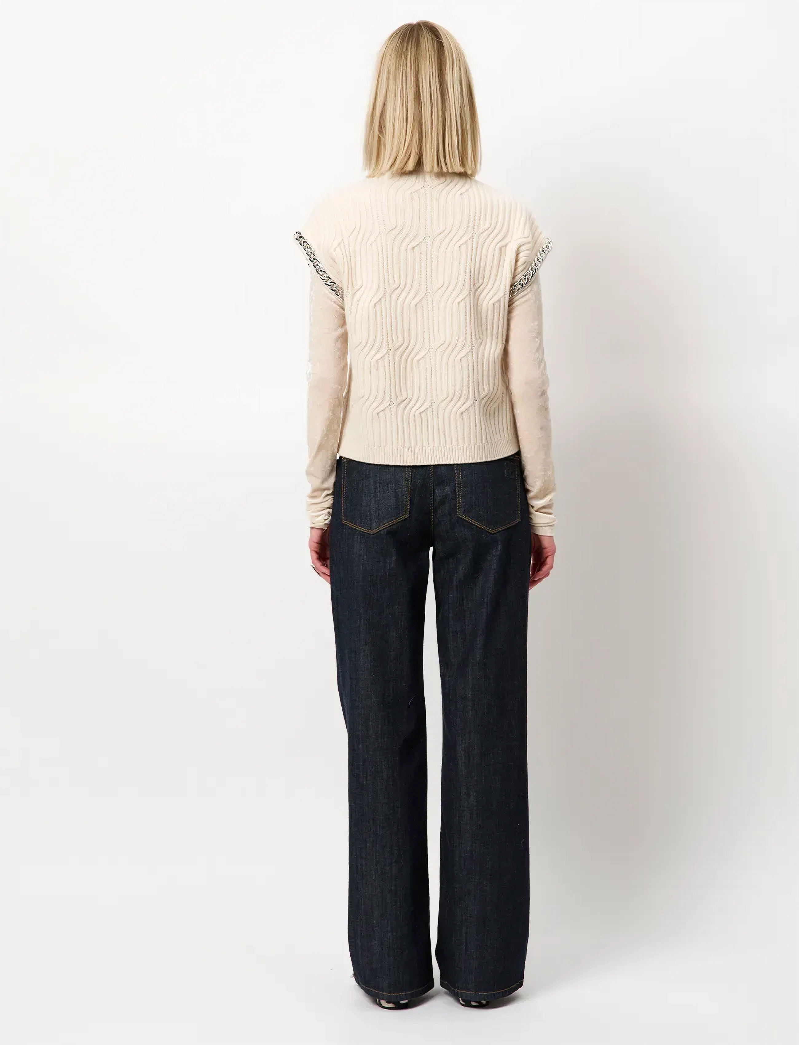 Dante6 - Dante6-Meloe  sleeveless chain sweater - strikveste - oatmeal cream - 4
