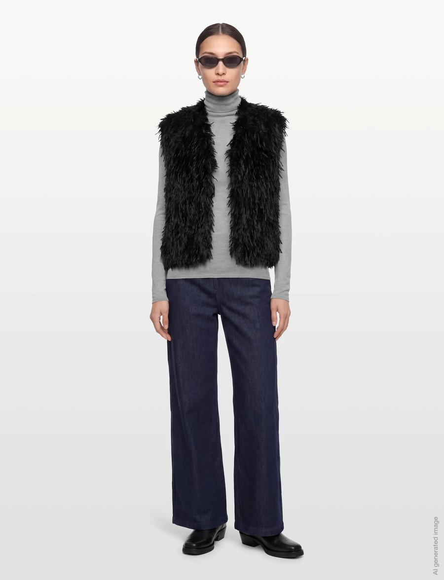 Dante6 - Dante6-Frisson featherlook waistcoat - stickade västar - raven - 0