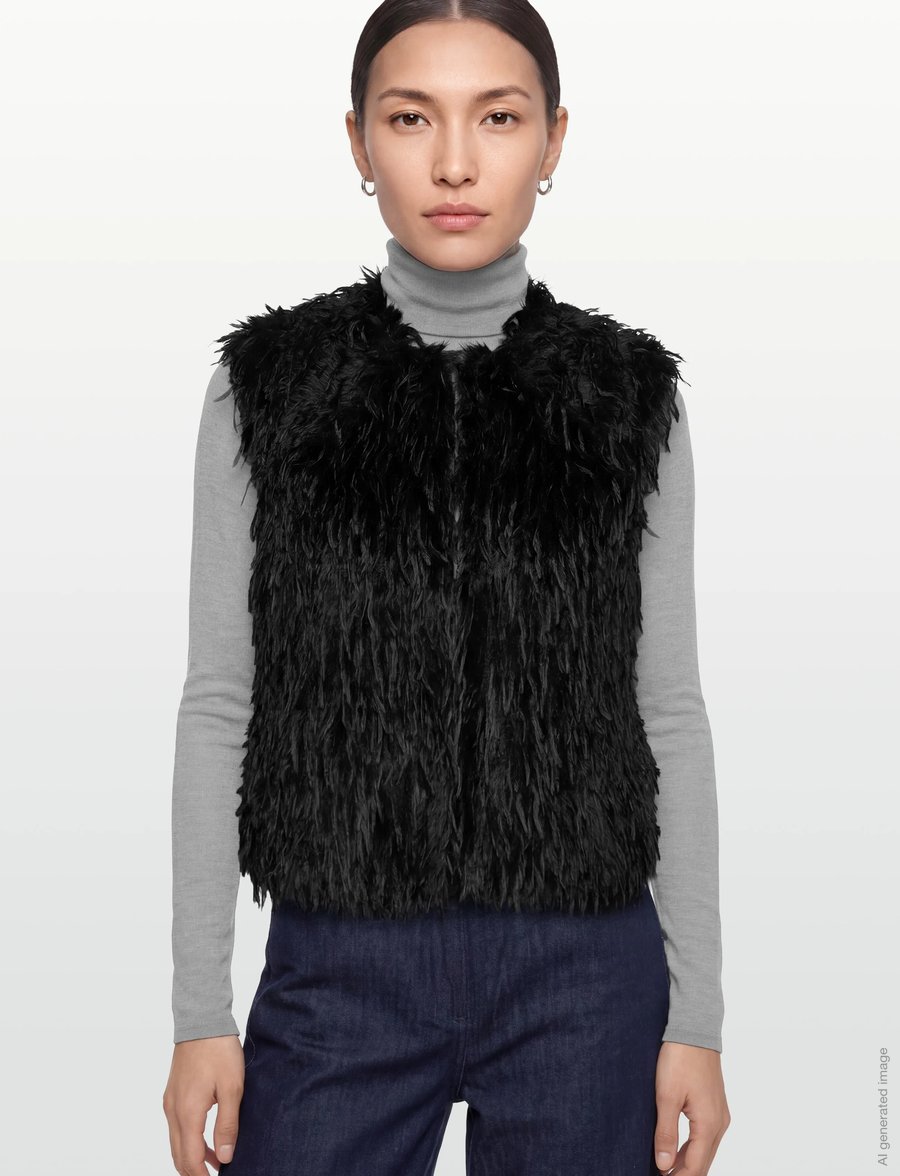 Dante6 - Dante6-Frisson featherlook waistcoat - stickade västar - raven - 3