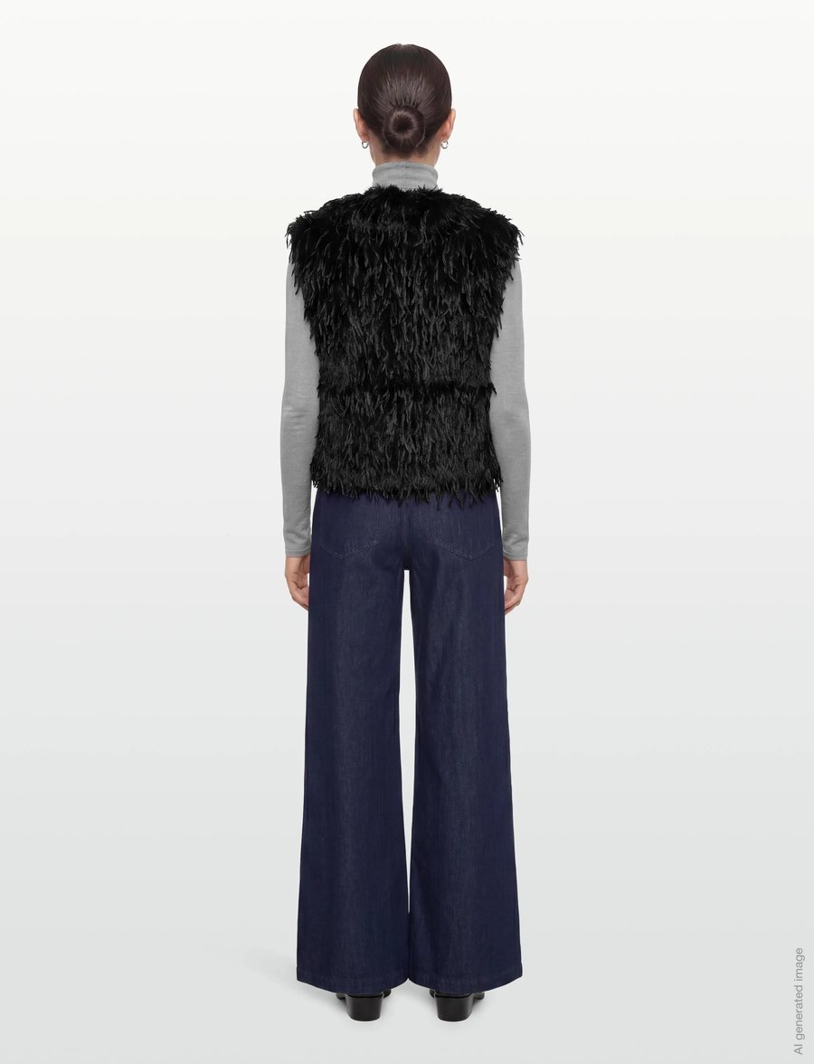 Dante6 - Dante6-Frisson featherlook waistcoat - stickade västar - raven - 4