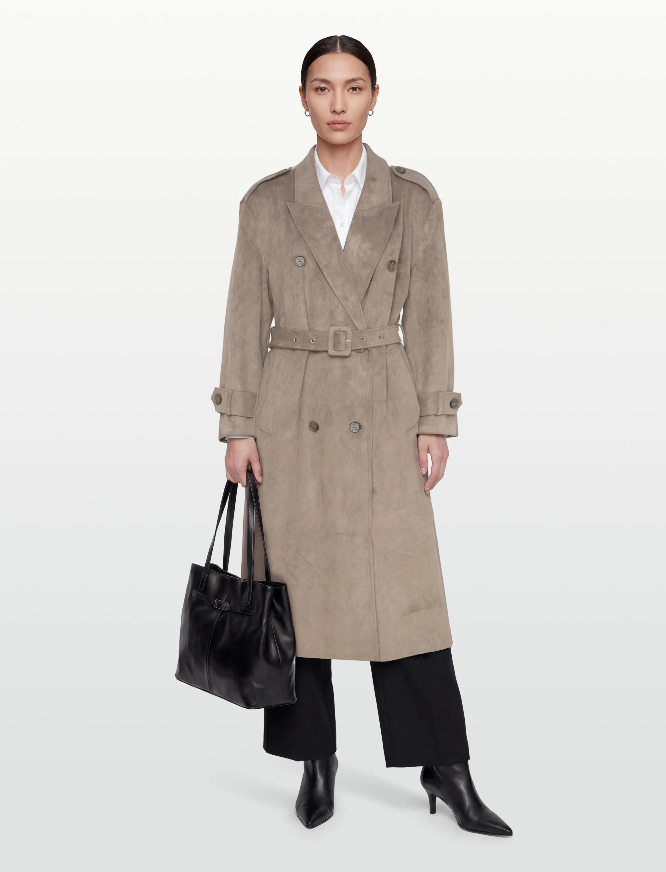 Dante6 Dante6-Solen Faux Suede Trenchcoat, 36, Beige, Frakker > Trenchcoats, Dame
