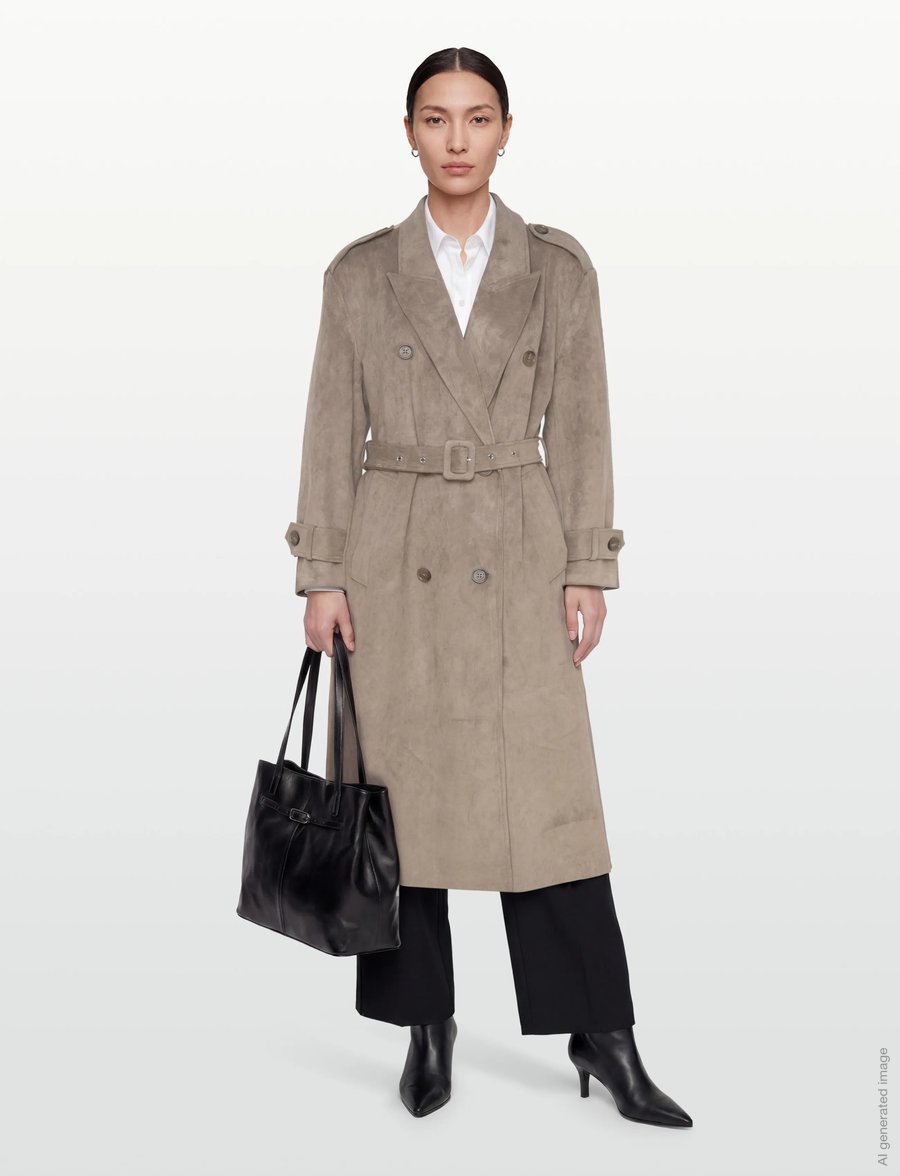 Dante6 - Dante6-Solen faux suede trenchcoat - trenchcoats - stone - 0