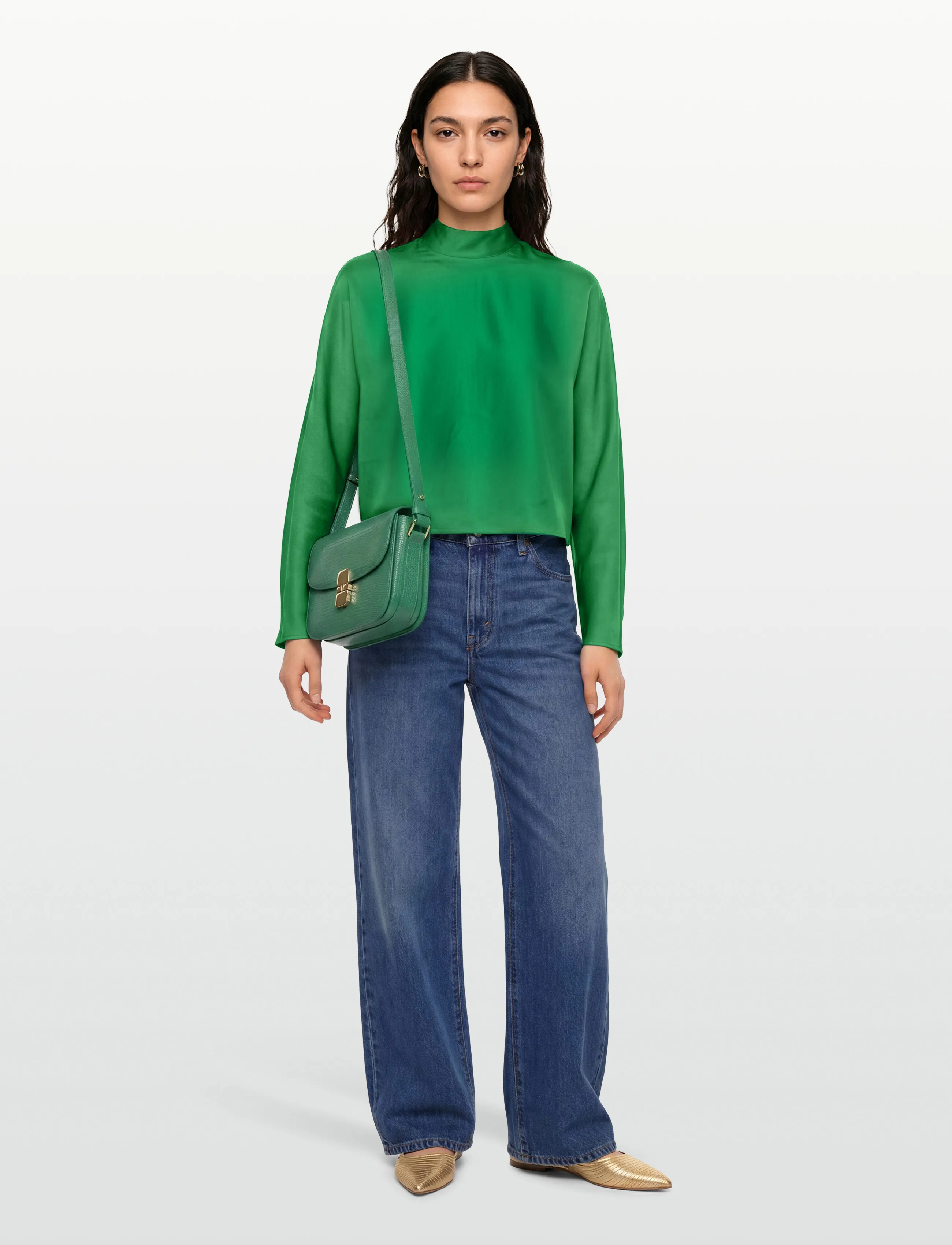 Dante6 Dante6-Lorelle Satin Bow Top, 38, Green, Bluser > Langærmede, Dame
