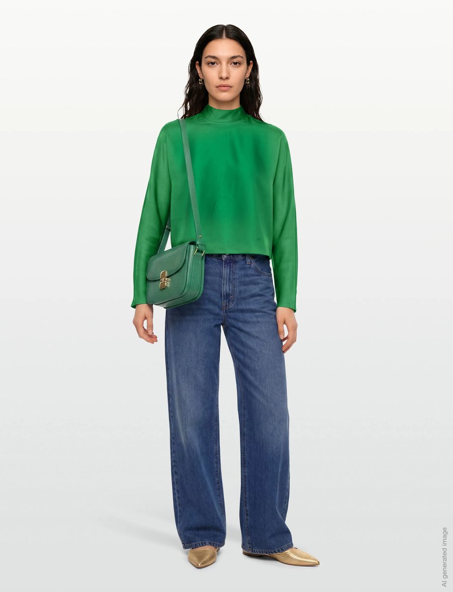 Dante6 - Dante6-Lorelle satin bow top - langärmelige blusen - ultra green - 0