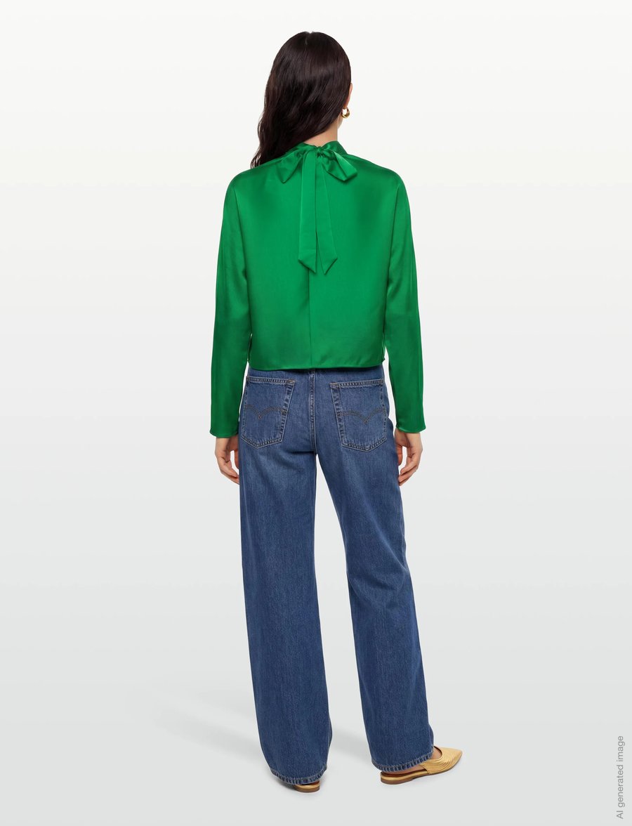 Dante6 - Dante6-Lorelle satin bow top - langärmelige blusen - ultra green - 4