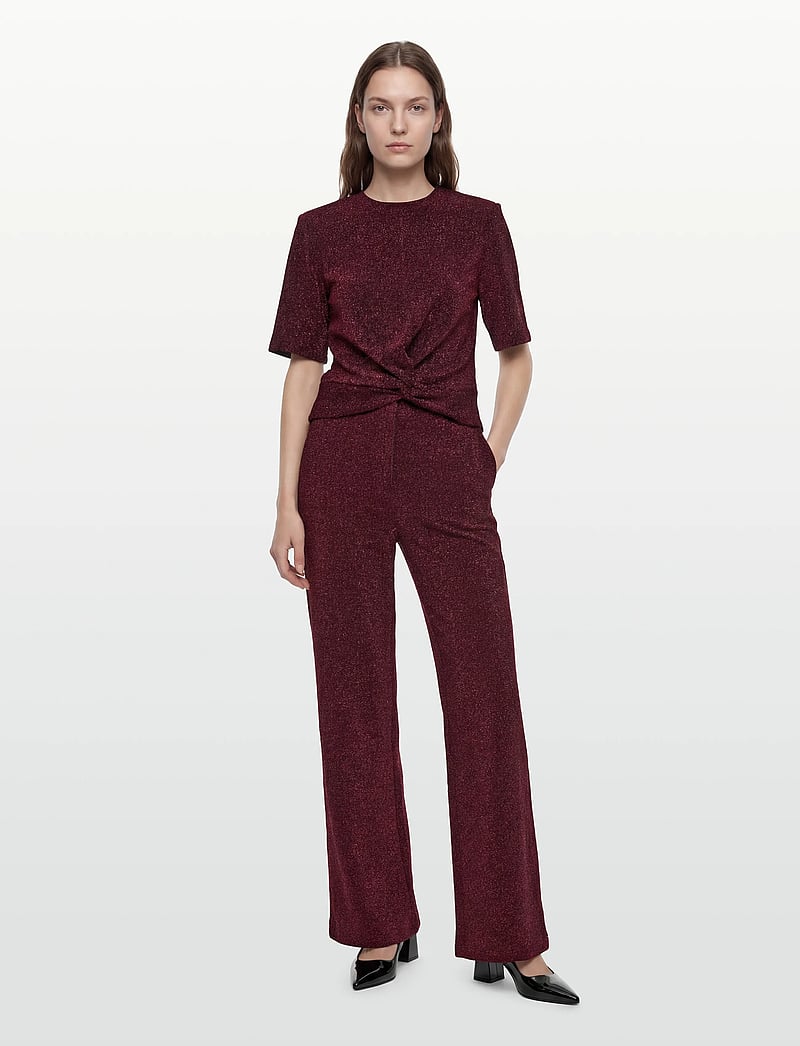 Dante6 - Dante6-Noemia lurex pants - hosen mit weitem bein - dark cherry - 0