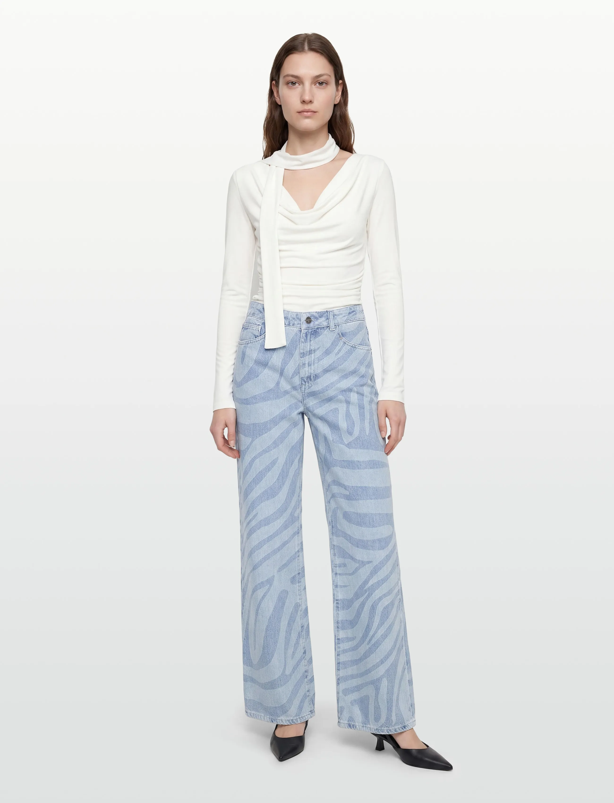Dante6 Dante6-Nuit wide leg printed jeans - Okazje - SKYWASH BLUE / blue