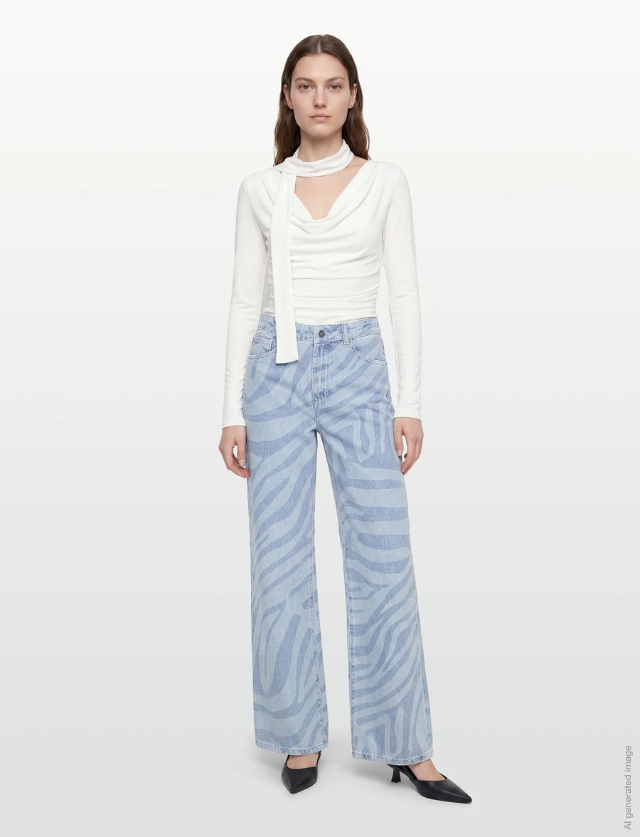Dante6 - Dante6-Nuit wide leg printed jeans - brede jeans - skywash blue - 0