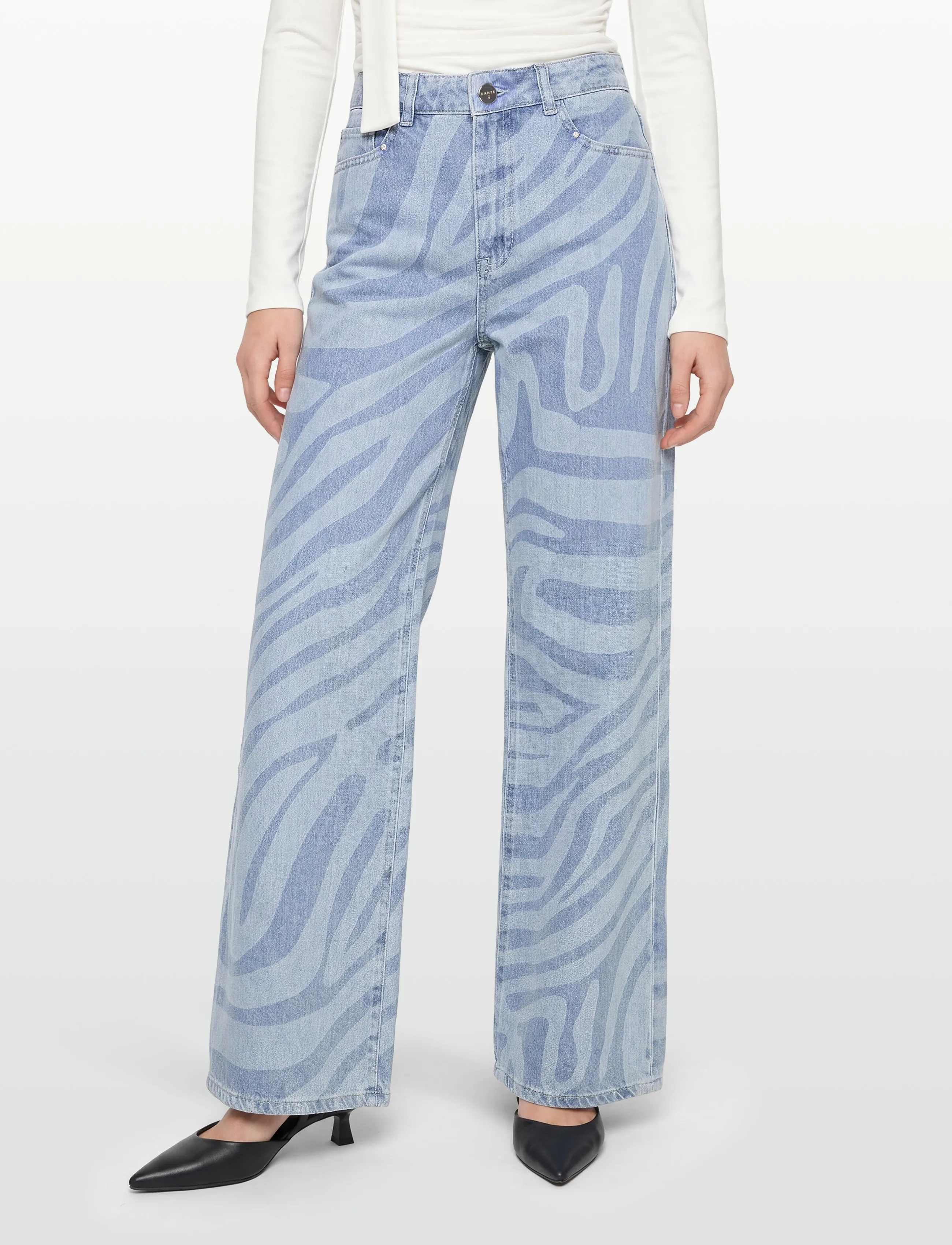 Dante6 - Dante6-Nuit wide leg printed jeans - brede jeans - skywash blue - 3