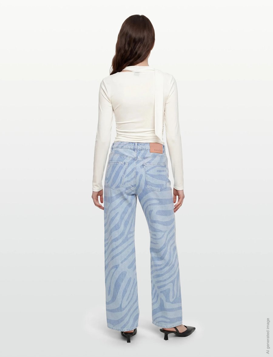 Dante6 - Dante6-Nuit wide leg printed jeans - brede jeans - skywash blue - 4