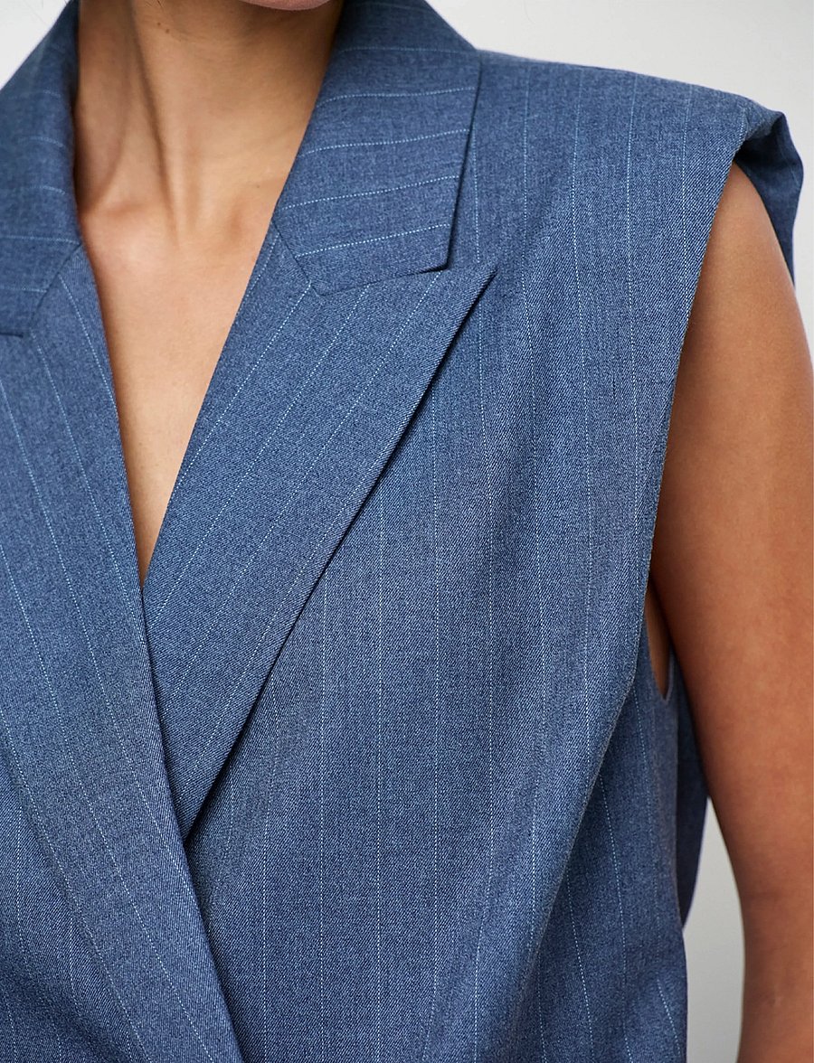 Dante6 - Dante6-Jarod pinstripe gilet - zweireihige blazer - steel blue - 3