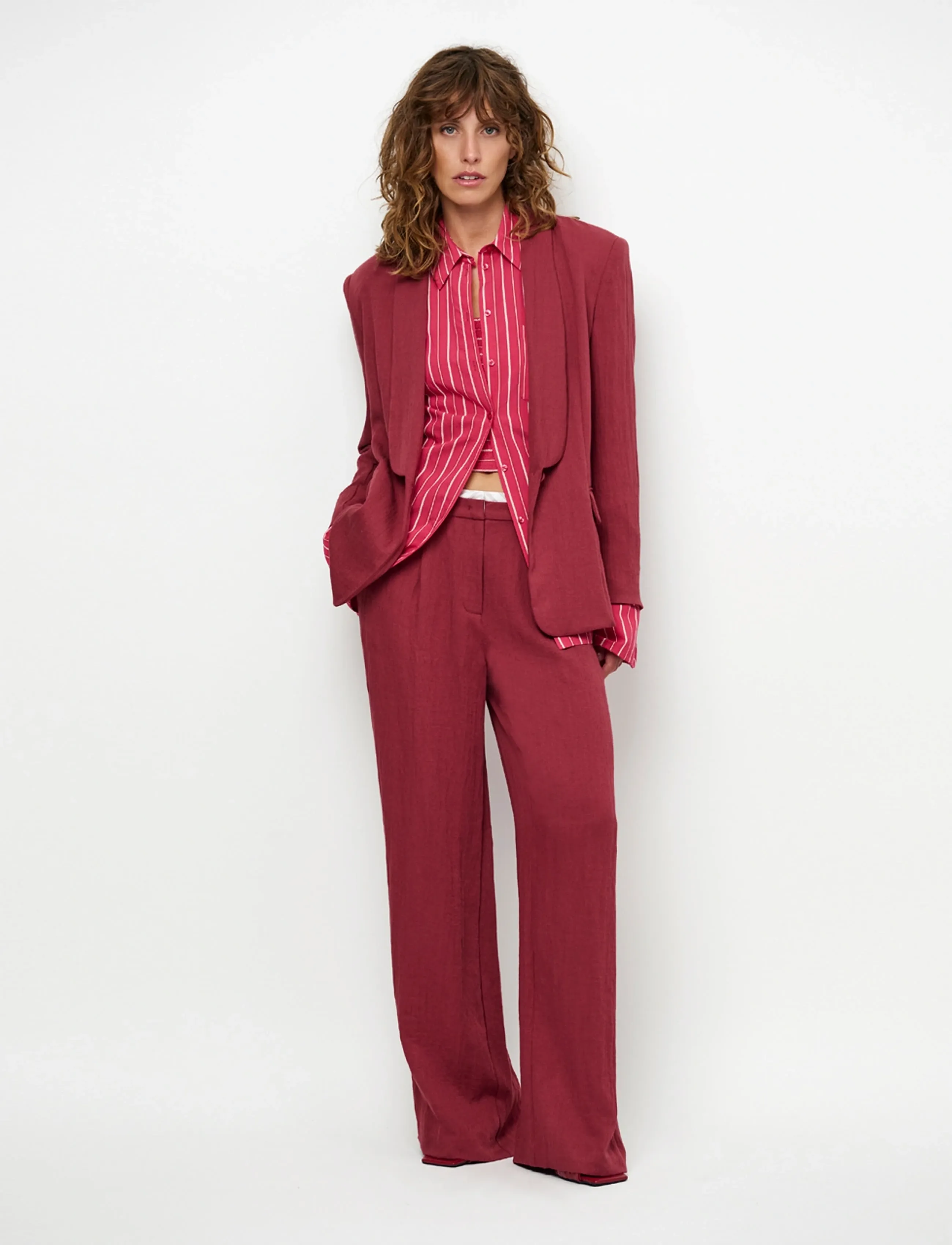 Dante6 Dante6-Dayva Relaxed Fit Blazer, 42, Burgundy, Blazere > Enkeltradede Blazere, Dame