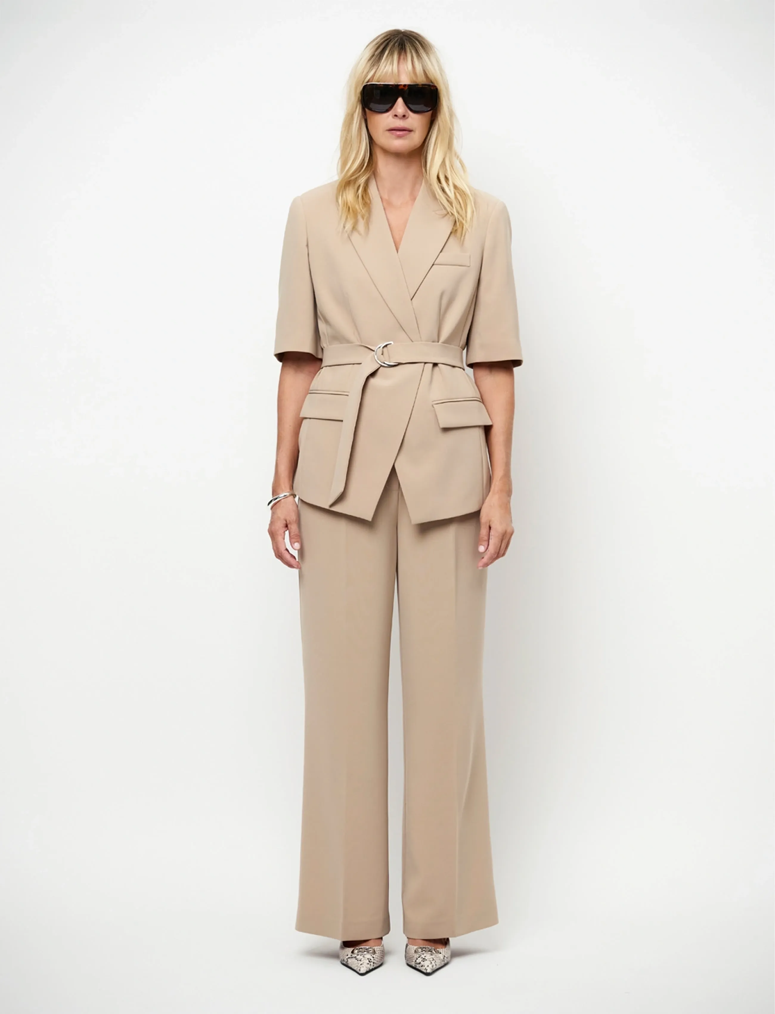 Dante6 -Nissa Short Sleeves Blazer, 40, Beige - Belted Frauen