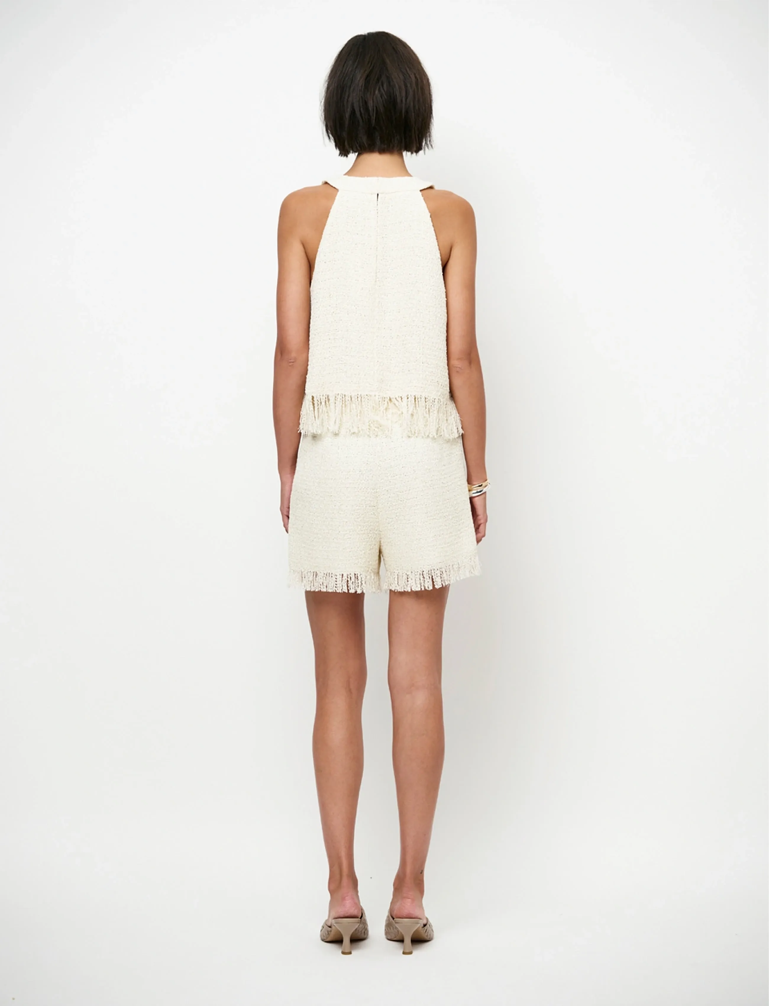 Dante6 - Dante6-Nolise fringe bouclé halter top - butter cream - 4