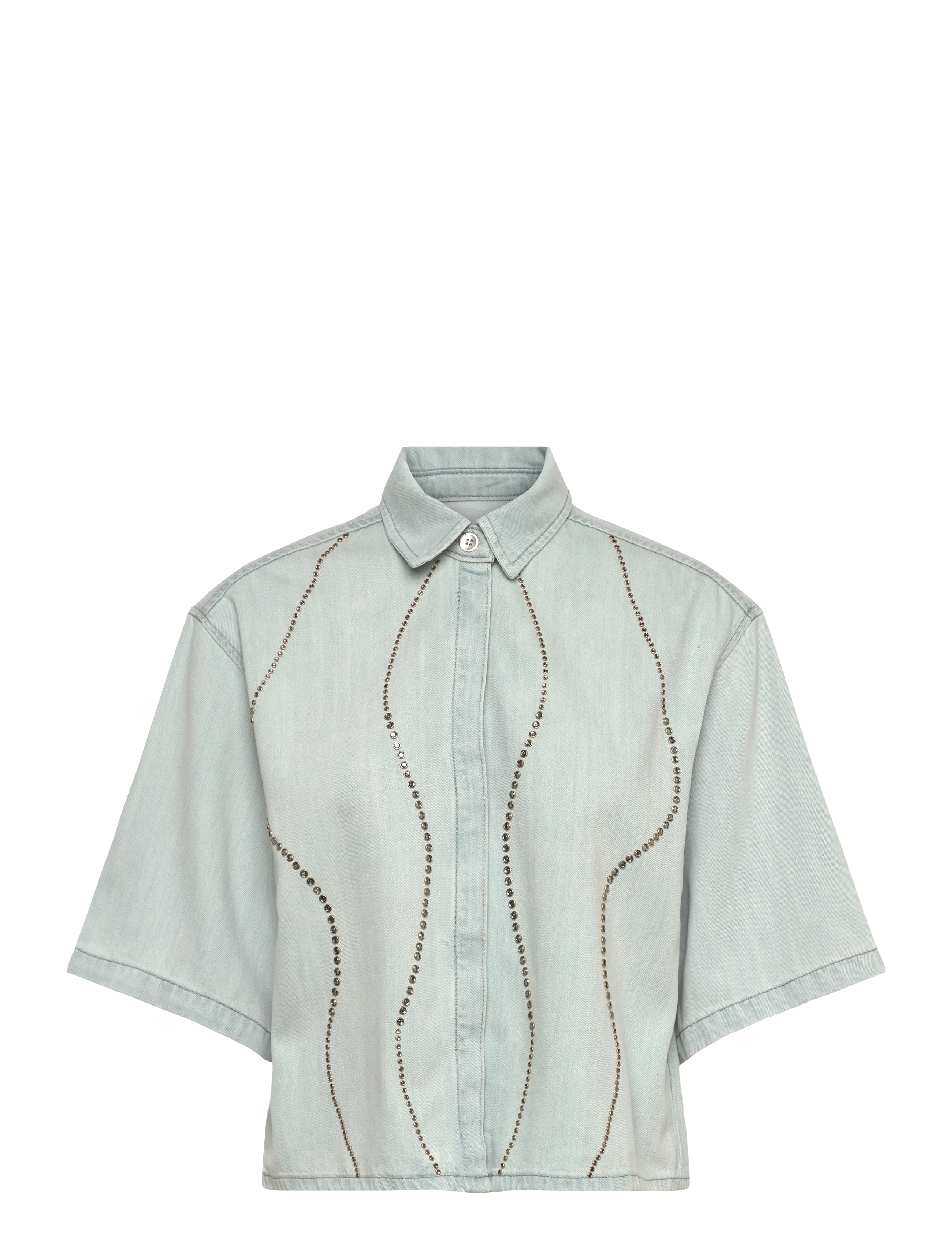 Dante6 Dante6-Zofia embellished denim shirt - Kleidung - LIGHT WASHED BLUE / blue