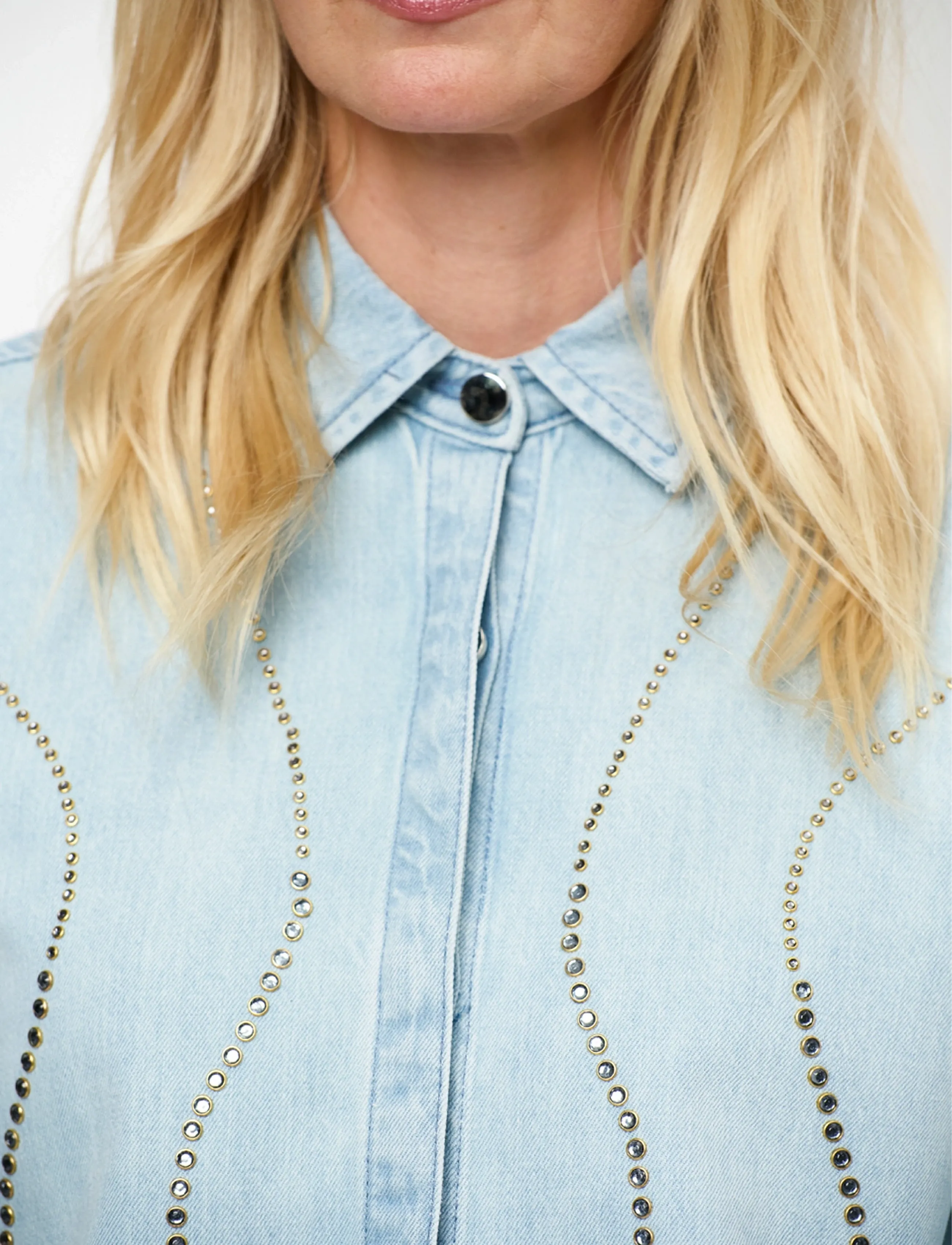 Dante6 - Dante6-Zofia embellished denim shirt - jeanshemden - light washed blue - 3