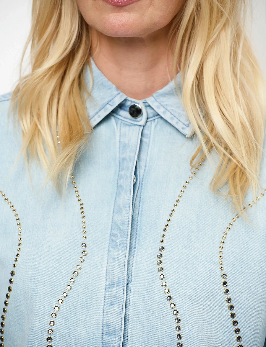 Dante6 - Dante6-Zofia embellished denim shirt - jeanshemden - light washed blue - 3