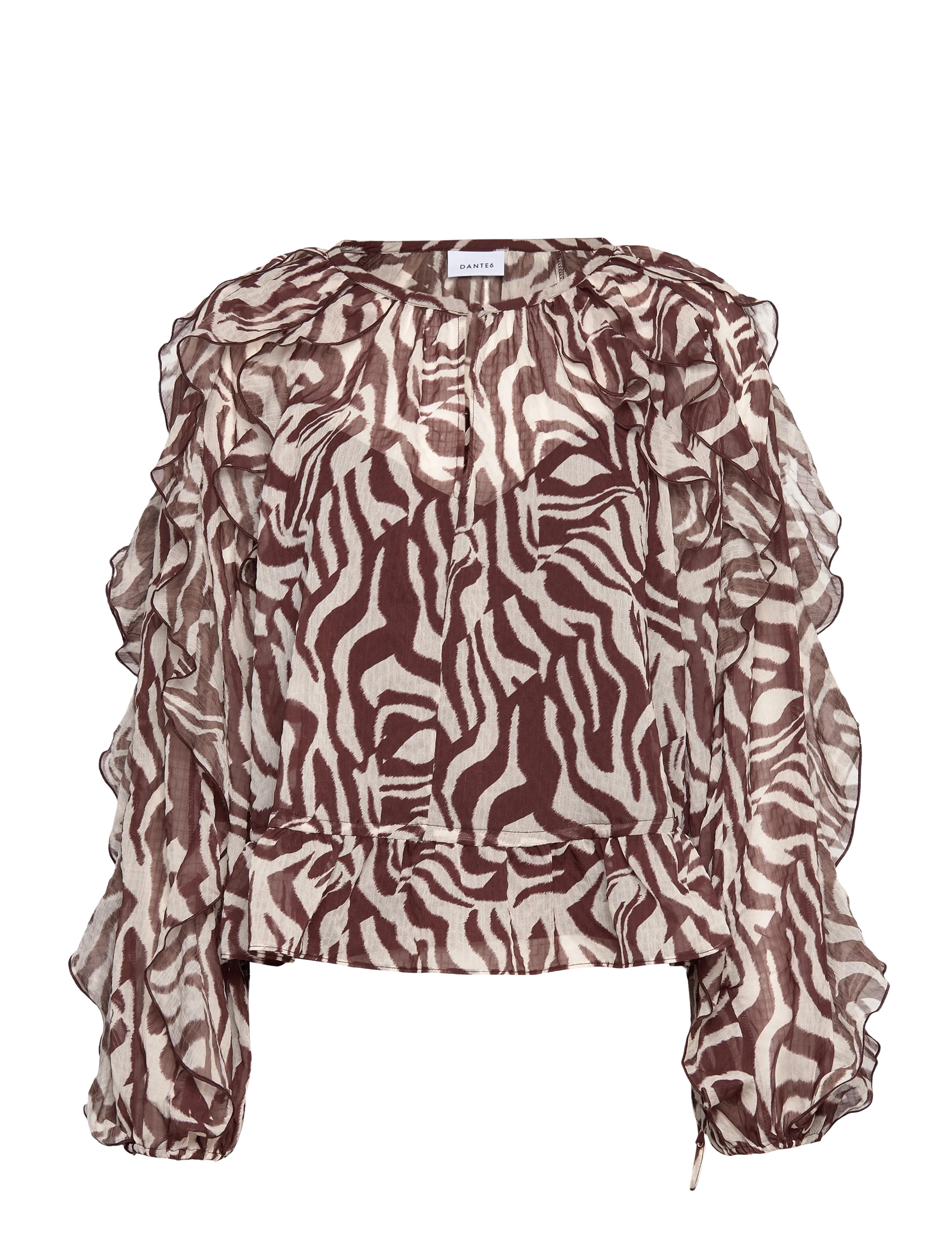 DANTE6 Dante6-Zaliyah Boho Chiffon Printed Oberteil Braun - 38 - Damen