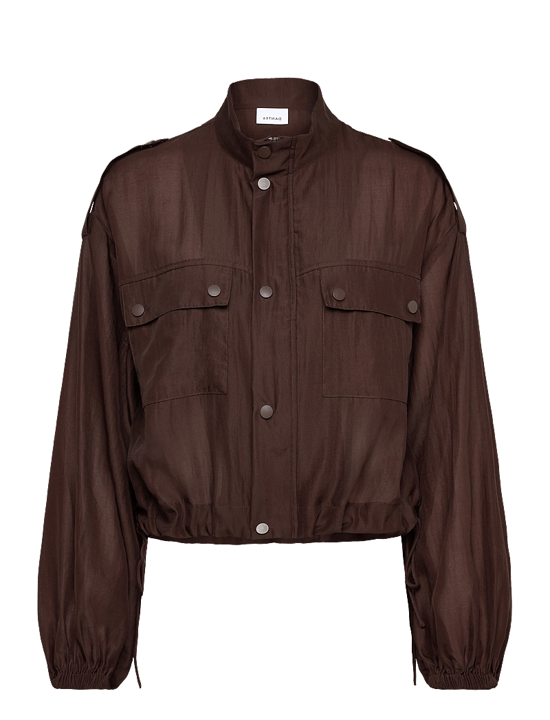 Dante6 - Dante6-Mindy sheer cropped jacket - spring jackets - chocolate brown - 1