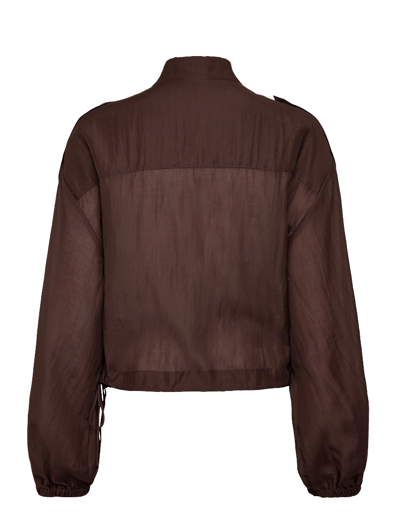 Dante6 - Dante6-Mindy sheer cropped jacket - spring jackets - chocolate brown - 2