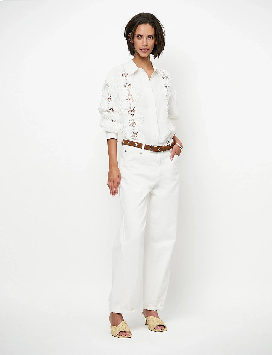 Dante6 - Dante6-Amandyne lace detail shirt - leinenhemden - milk white - 0