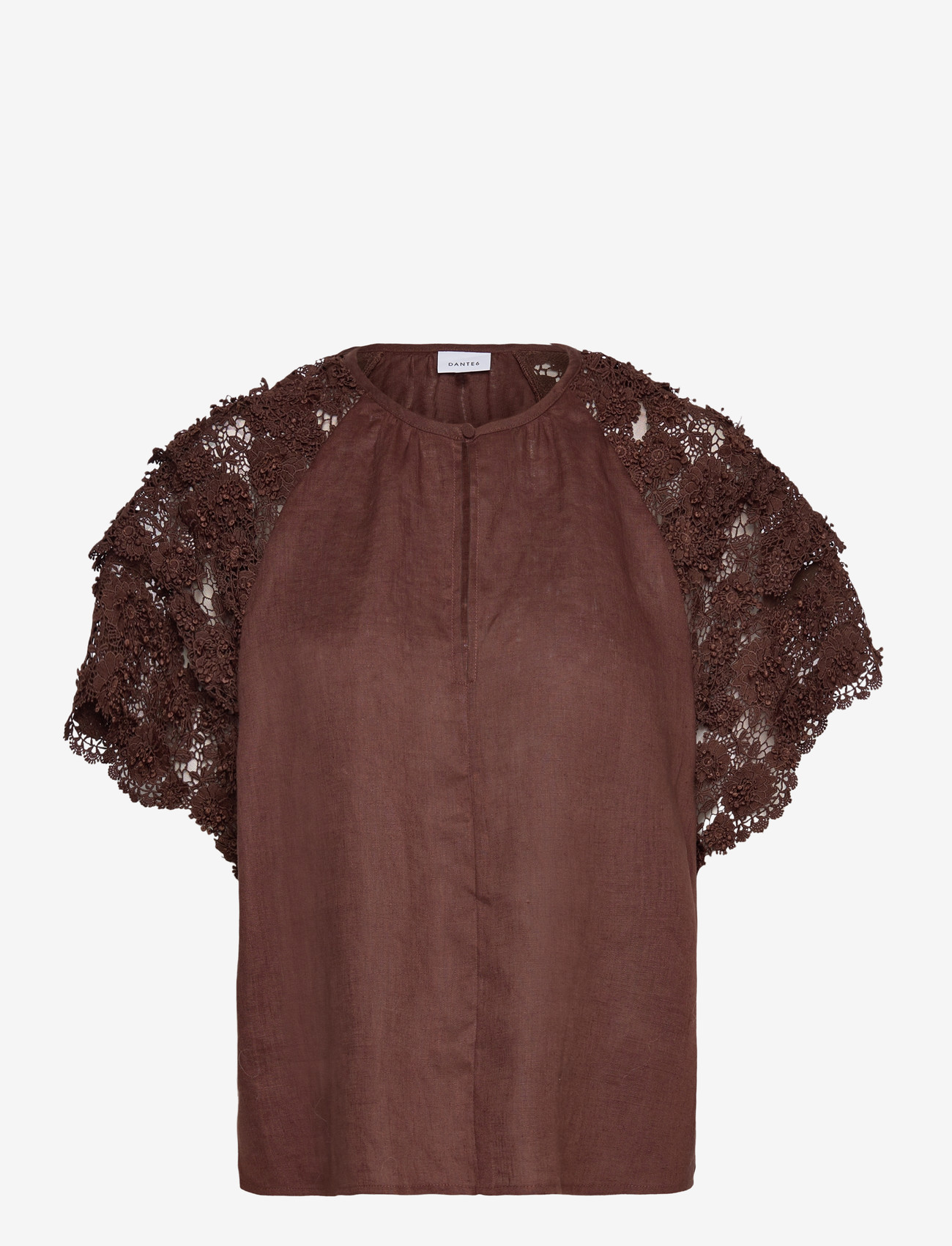Dante6 - Dante6-Jonille lace detail top - kurzämlige blusen - chocolate brown - 1