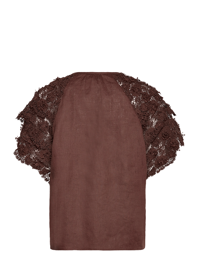 Dante6 - Dante6-Jonille lace detail top - kurzämlige blusen - chocolate brown - 2