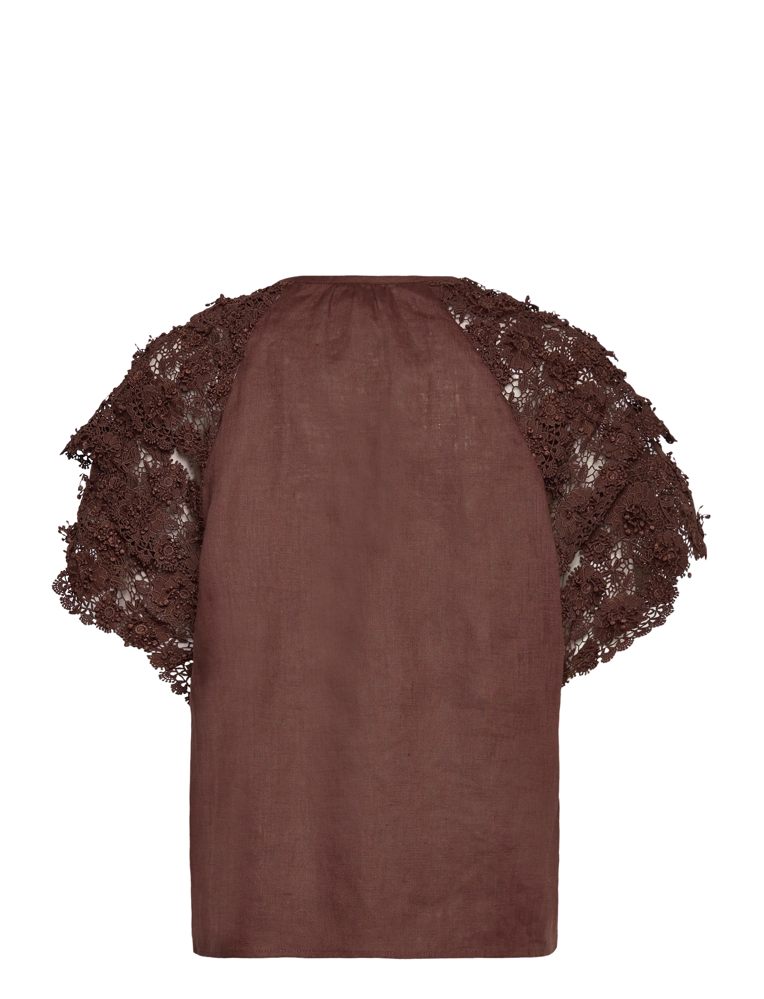 Dante6 - Dante6-Jonille lace detail top - kortärmade blusar - chocolate brown - 2