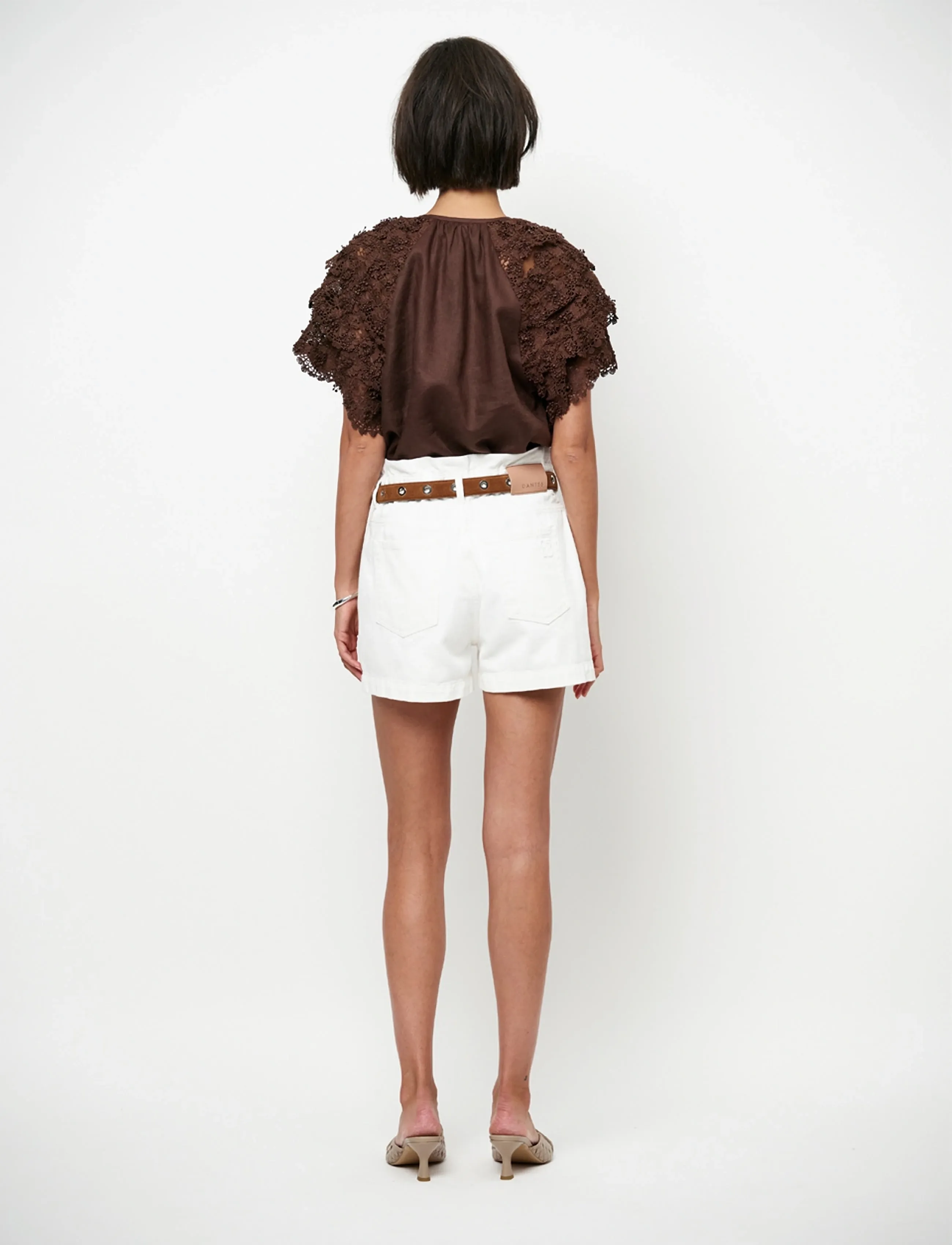 Dante6 - Dante6-Jonille lace detail top - kortärmade blusar - chocolate brown - 4
