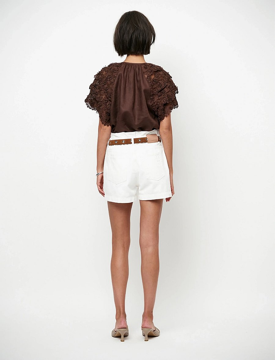 Dante6 - Dante6-Jonille lace detail top - kortärmade blusar - chocolate brown - 4