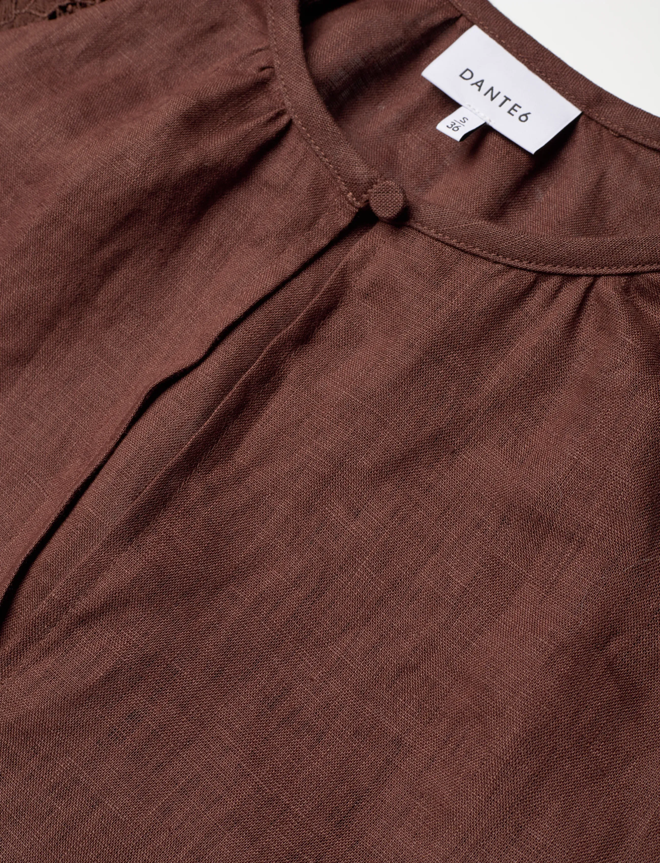 Dante6 - Dante6-Jonille lace detail top - kortärmade blusar - chocolate brown - 5
