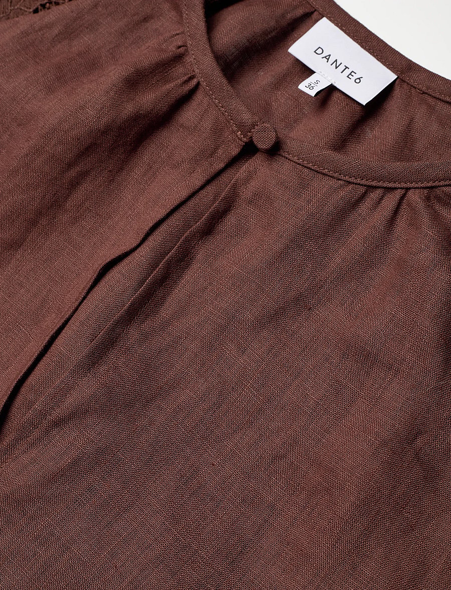 Dante6 - Dante6-Jonille lace detail top - kortärmade blusar - chocolate brown - 5
