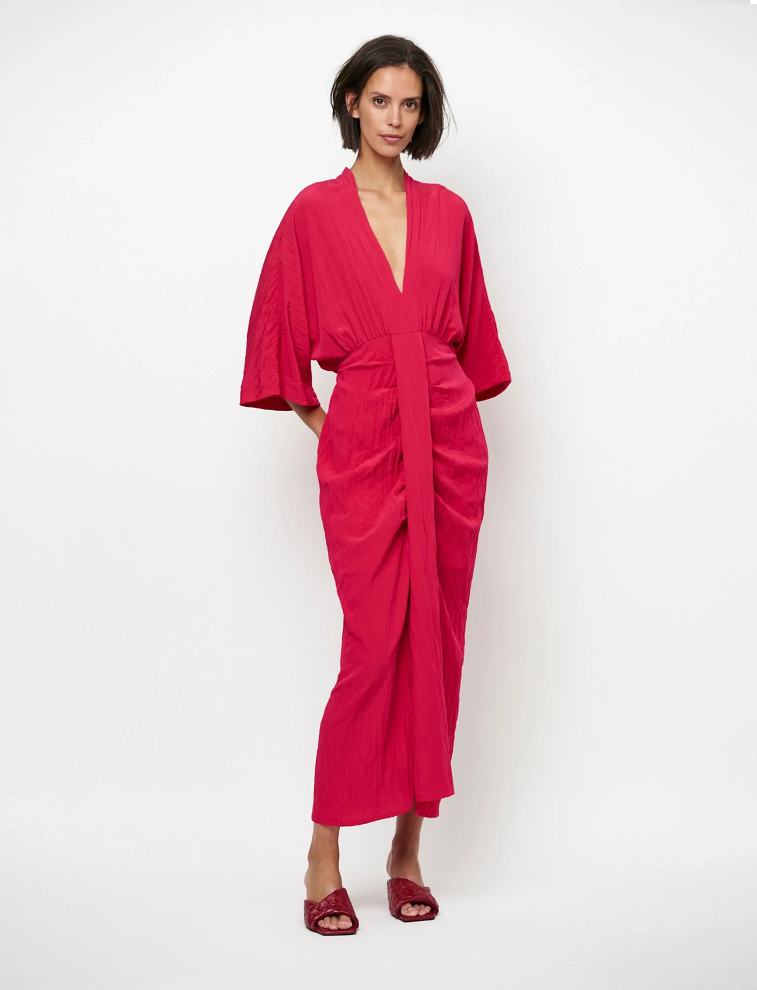 Dante6 Dante6-Bradshaw pleated long dress - Kleider - POMEGRANATE RED / red