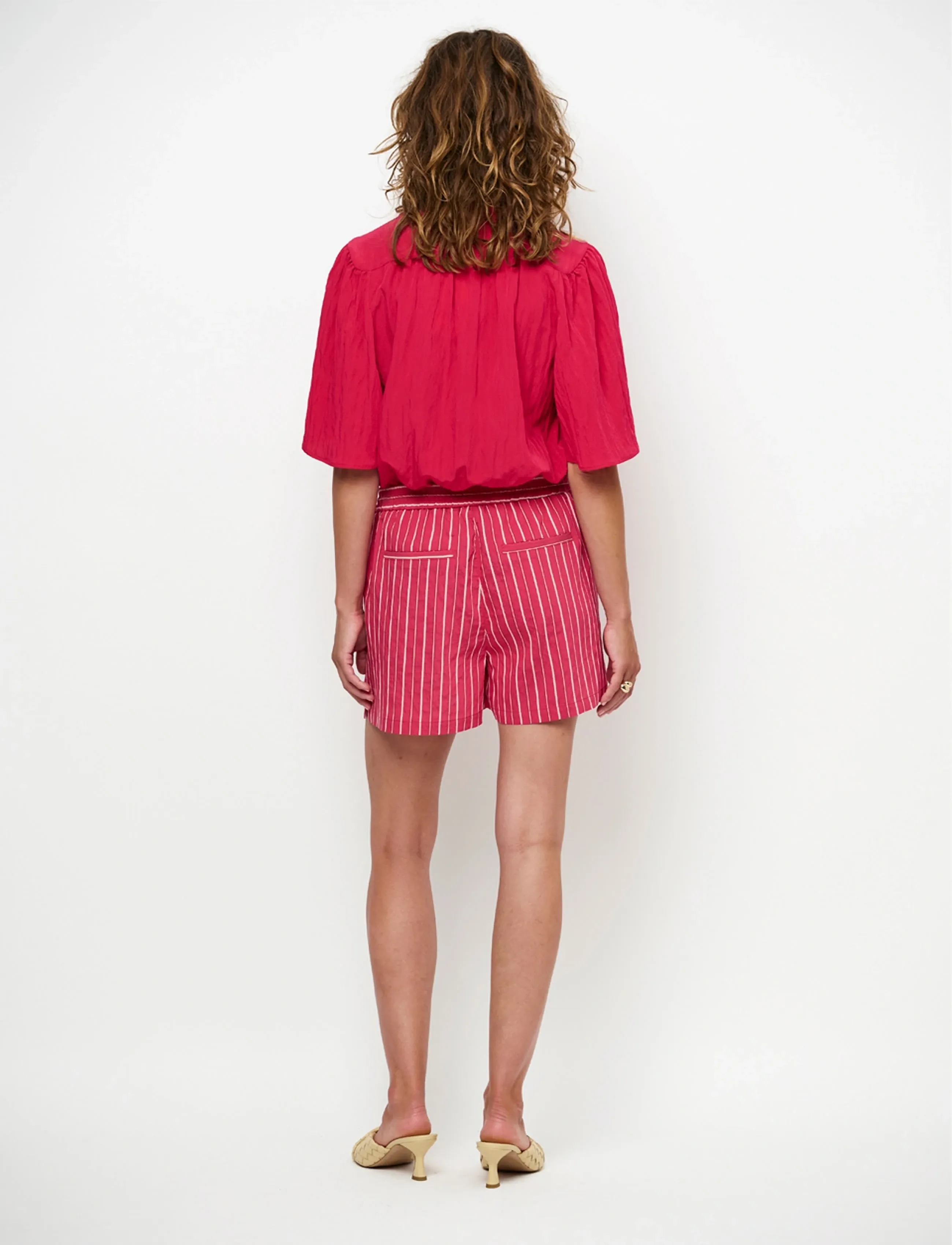 Dante6 - Dante6-Devi cropped wide blouse - crop tops - pomegranate red - 4