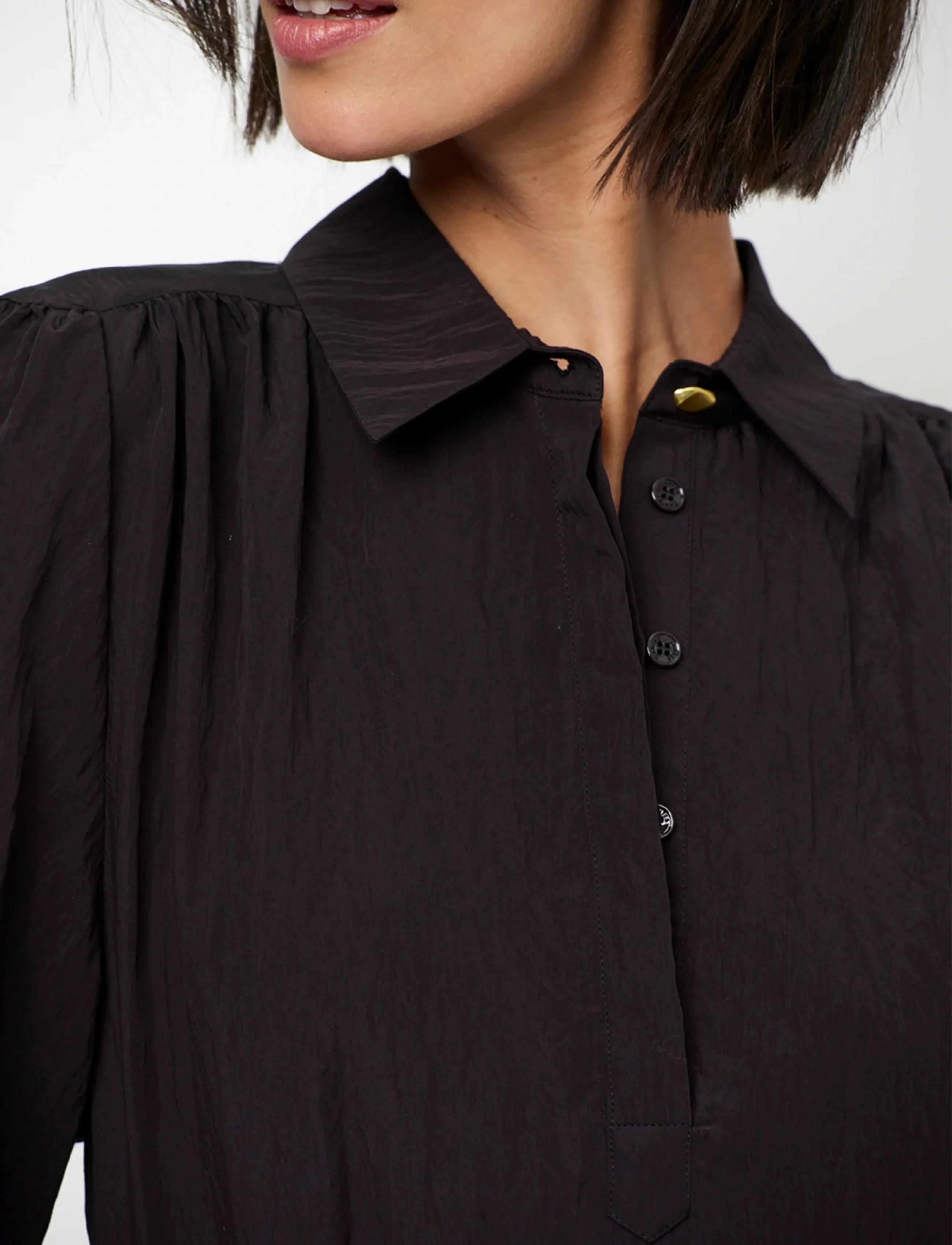 Dante6 - Dante6-Devi cropped wide blouse - crop tops - raven - 3