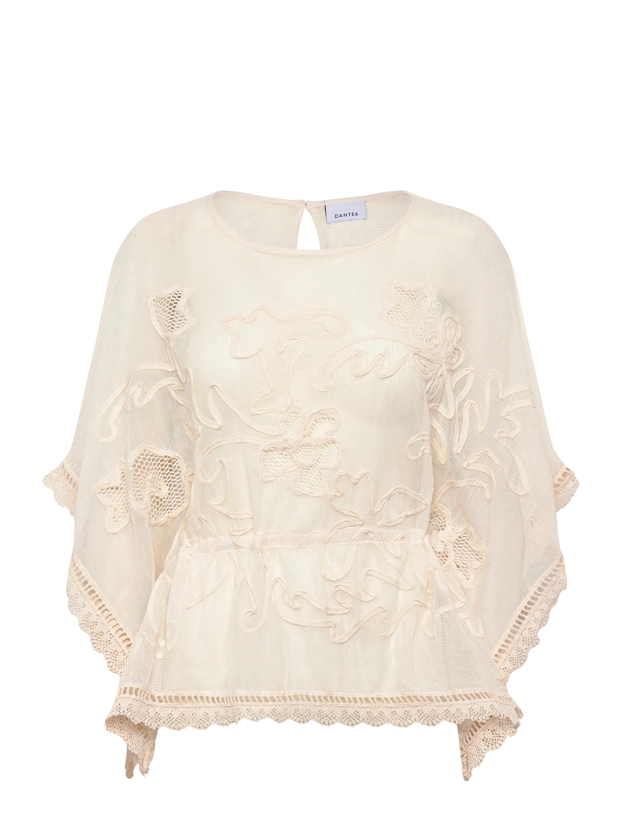 Dante6 - Dante6-Olynda embroidered mesh cape-top - kortærmede bluser - butter cream - 1