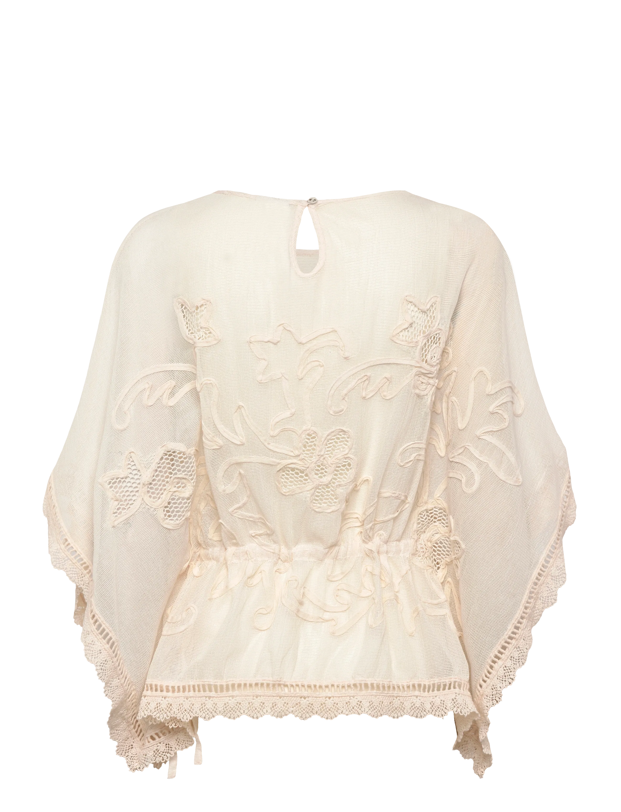 Dante6 - Dante6-Olynda embroidered mesh cape-top - kortærmede bluser - butter cream - 2